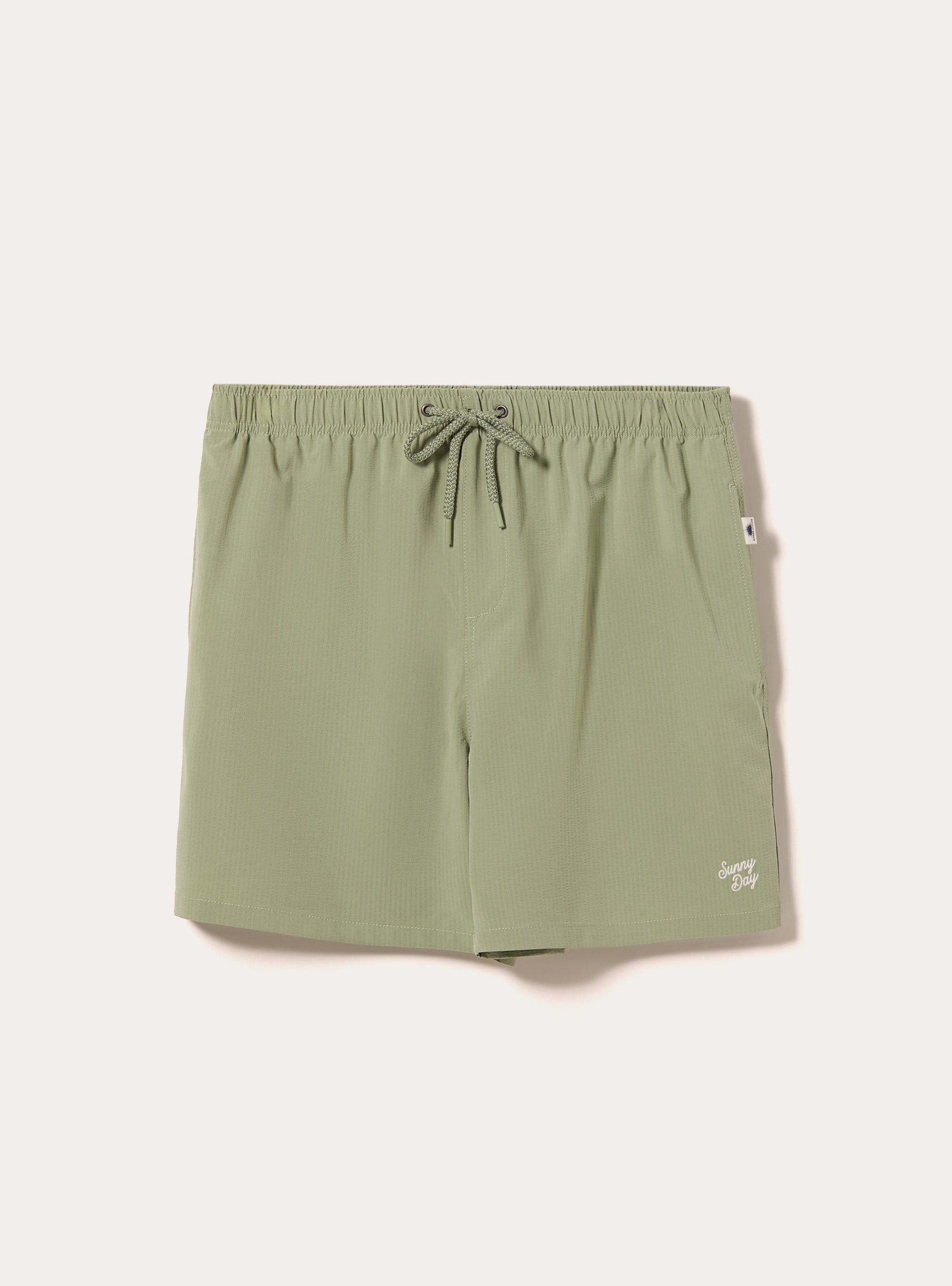 Unifarbener Seersucker-Badeanzug, SG2 SAGE MEDIUM