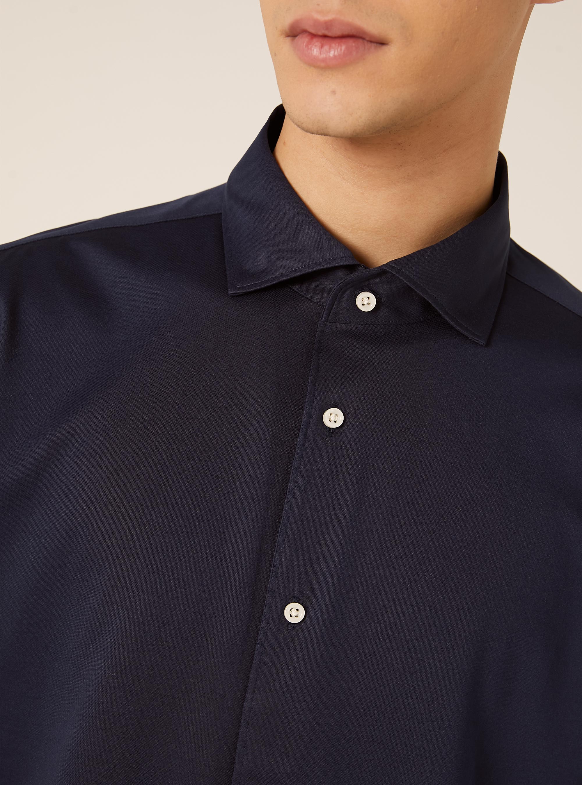 Camicia Traveller in jersey, NAVY SCURO