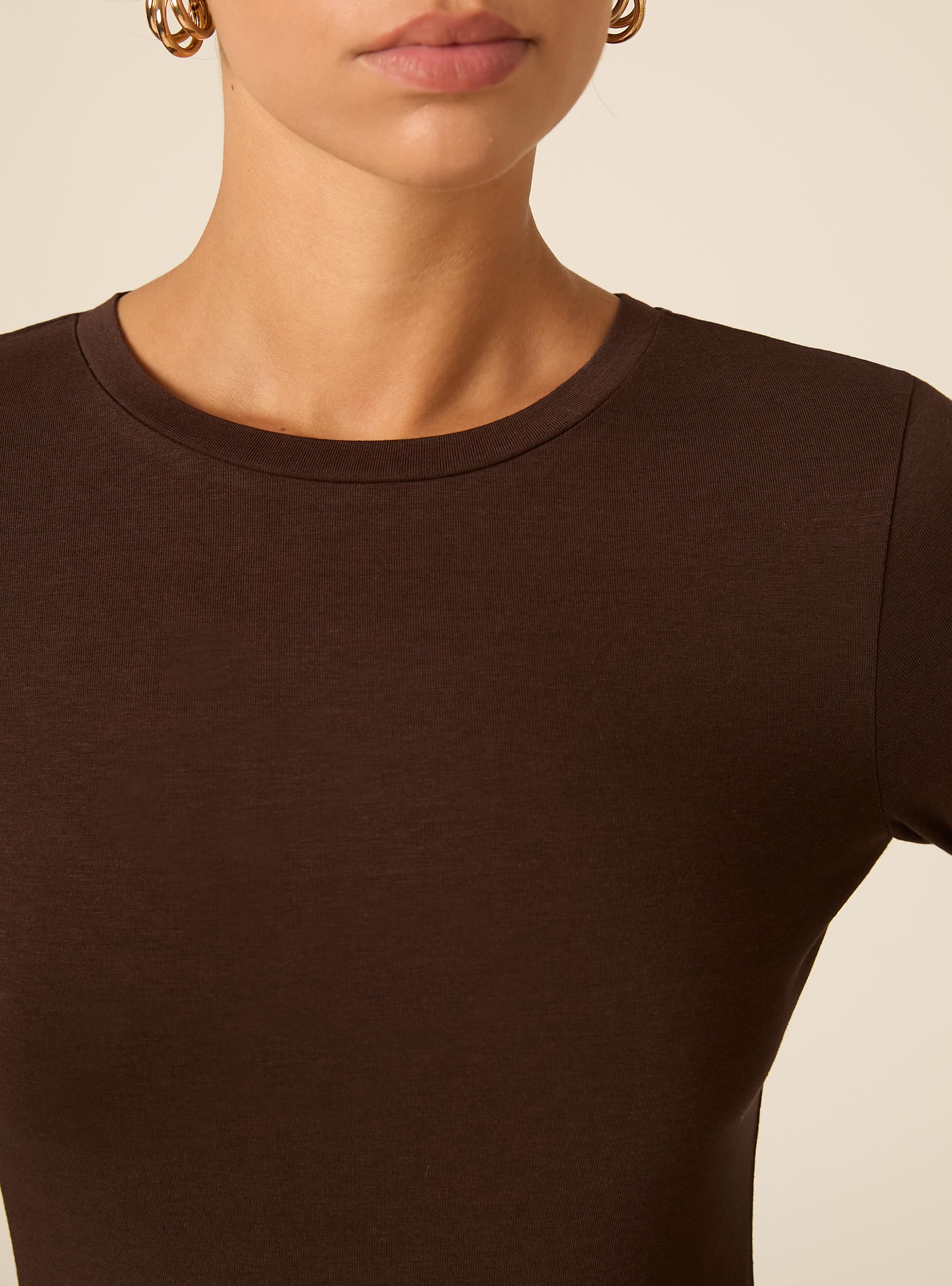Long Sleeve Crew Neck Body, BR1 BROWN DARK