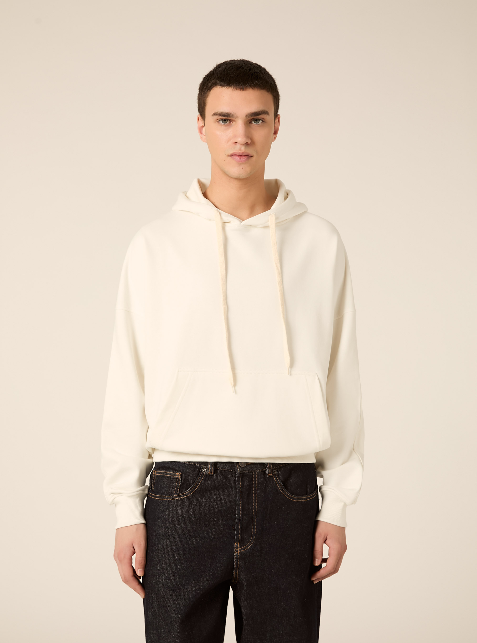 Sudadera Boxy con Estampado en Relieve, WH1 OFF WHITE