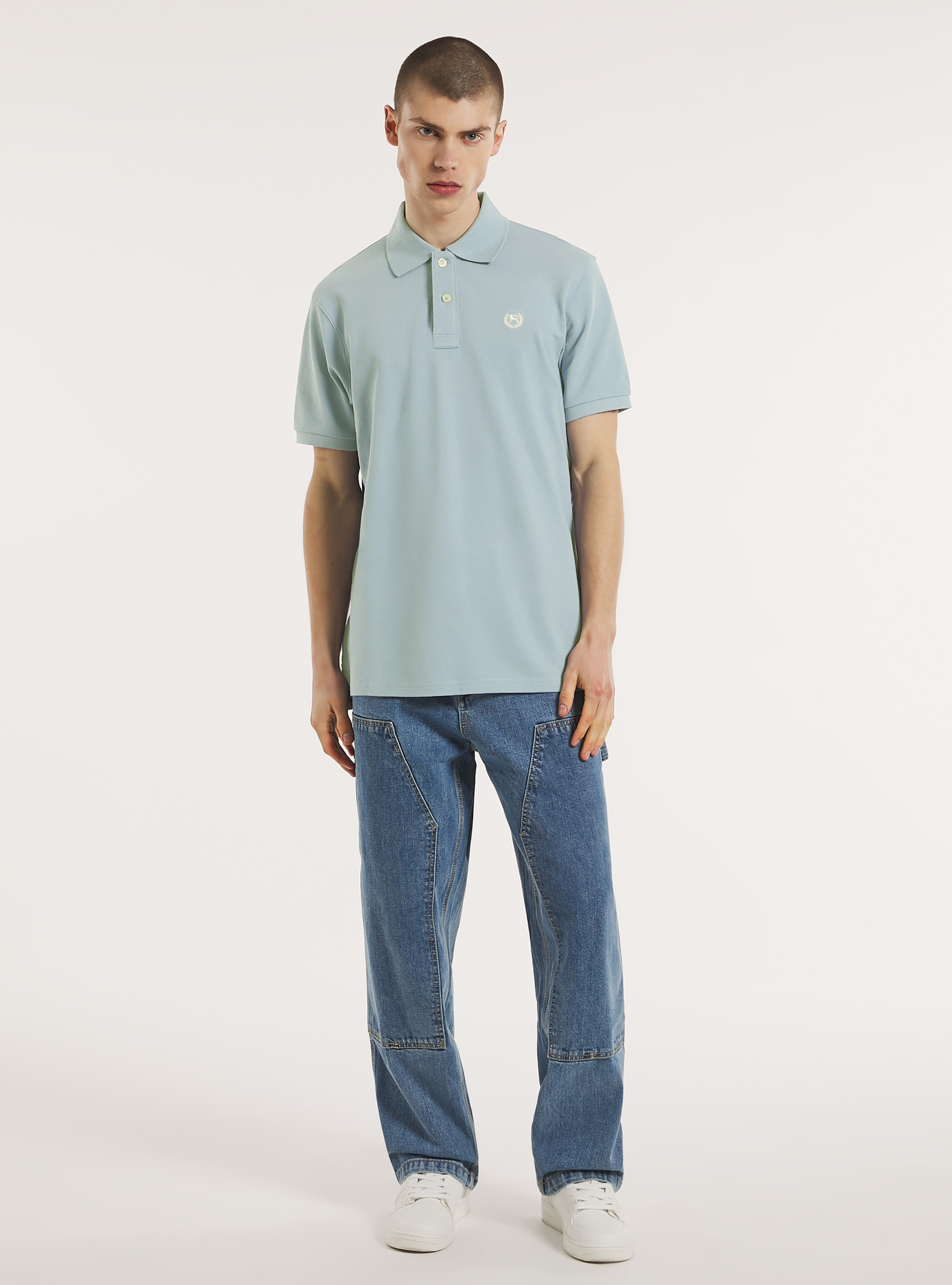 Polo de piqu&eacute; de algod&oacute;n con bordado, AZ3 AZURE LIGHT