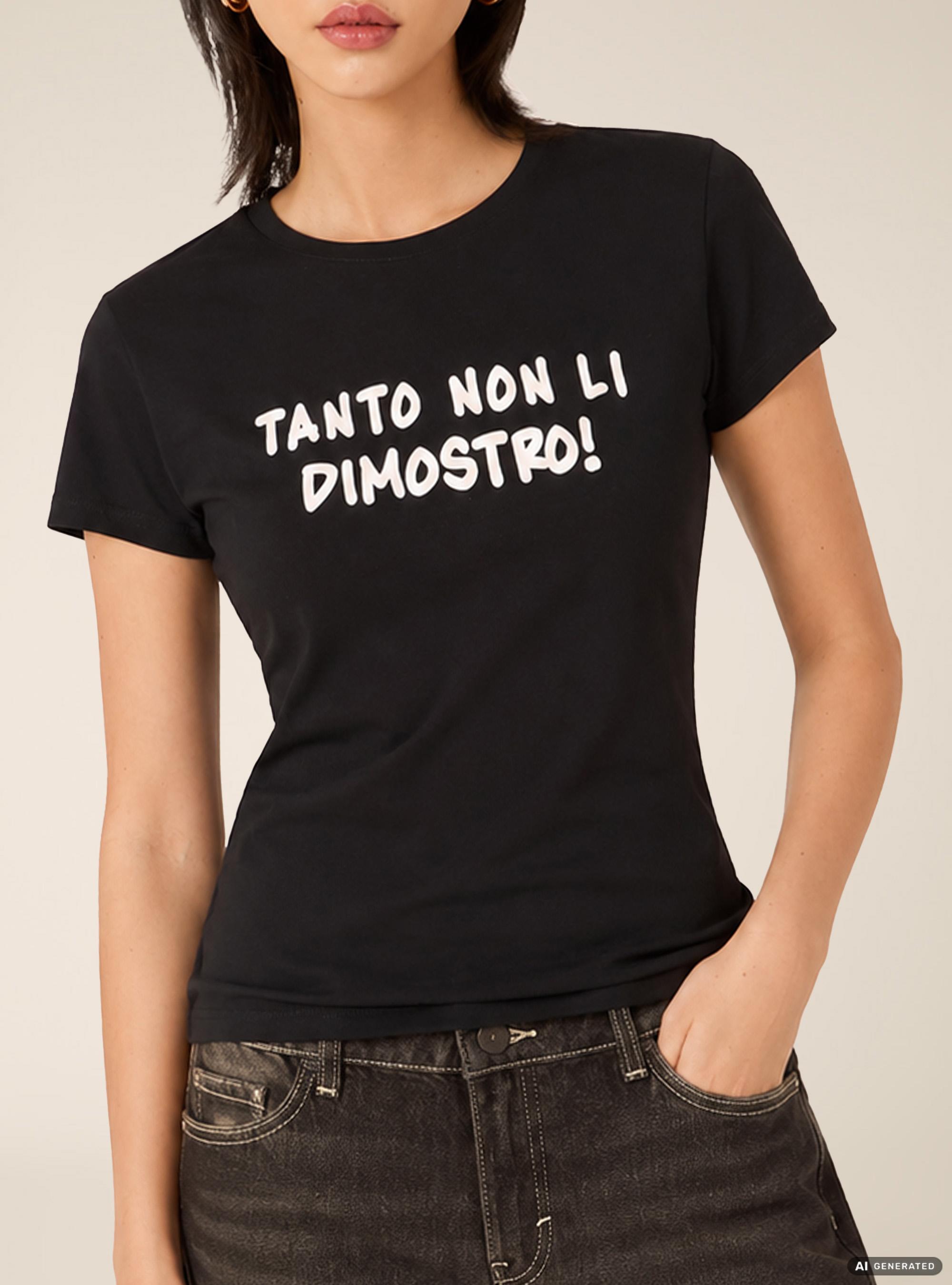 T-shirt regular con stampa "tanto non li dimostro", BK1 BLACK
