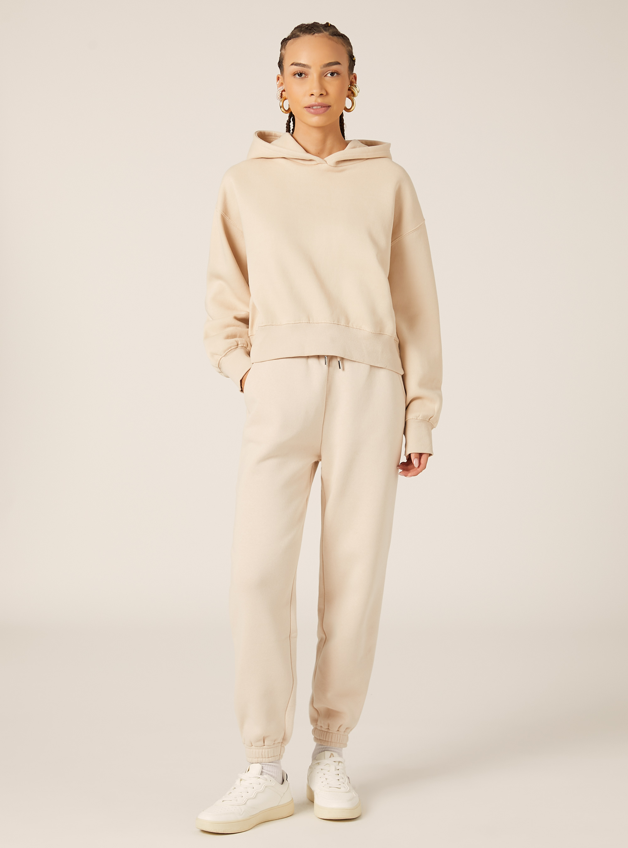Sweat &agrave; capuche coupe boxy, BG2 BEIGE MEDIUM