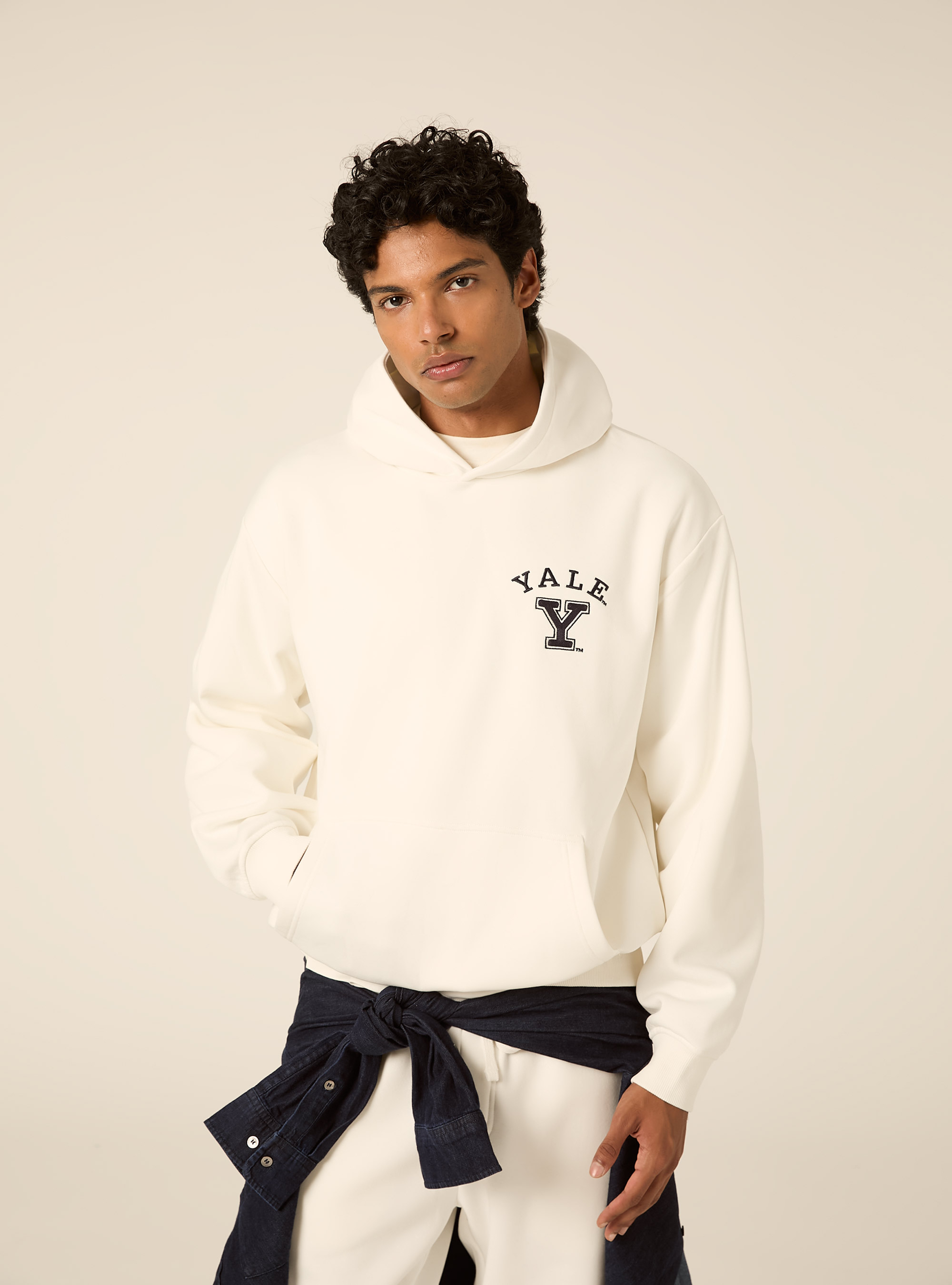 Felpa con cappuccio boxy licenza yale, WH2 WHITE