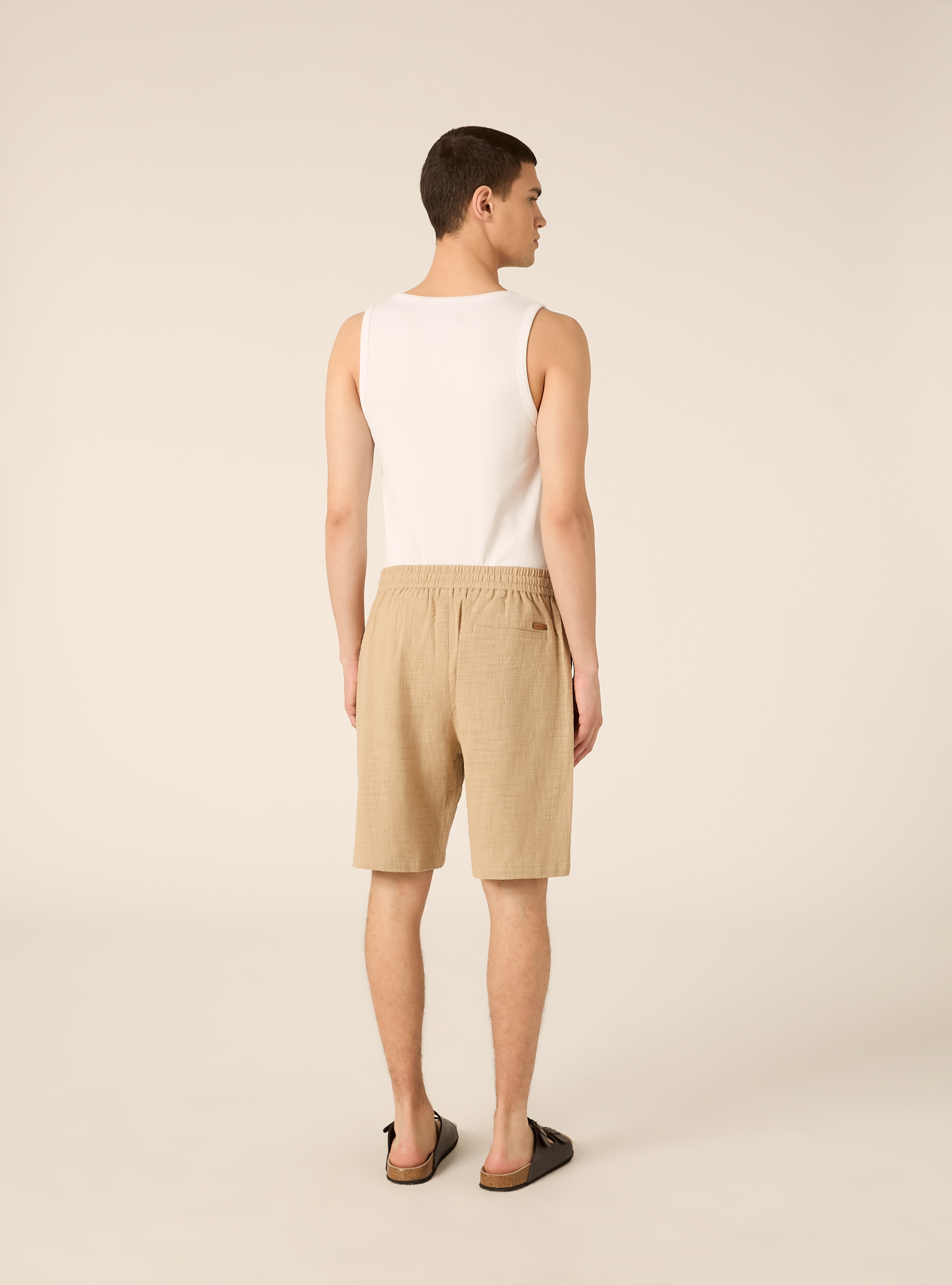 Baumwoll-Bermudas mit elastischem Bund, BG2 BEIGE MEDIUM