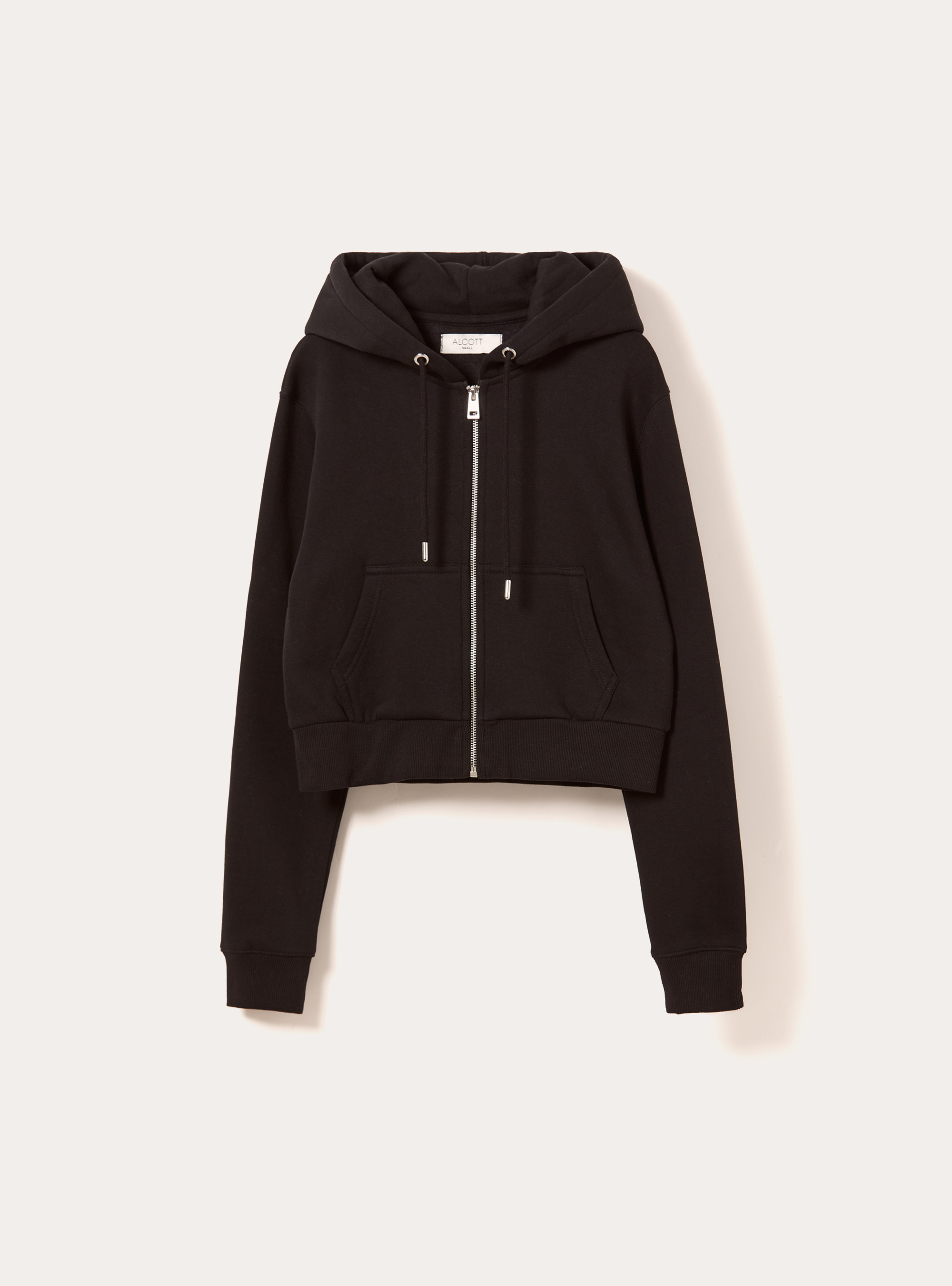 Sweat &agrave; capuche zipp&eacute; court, BK1 BLACK