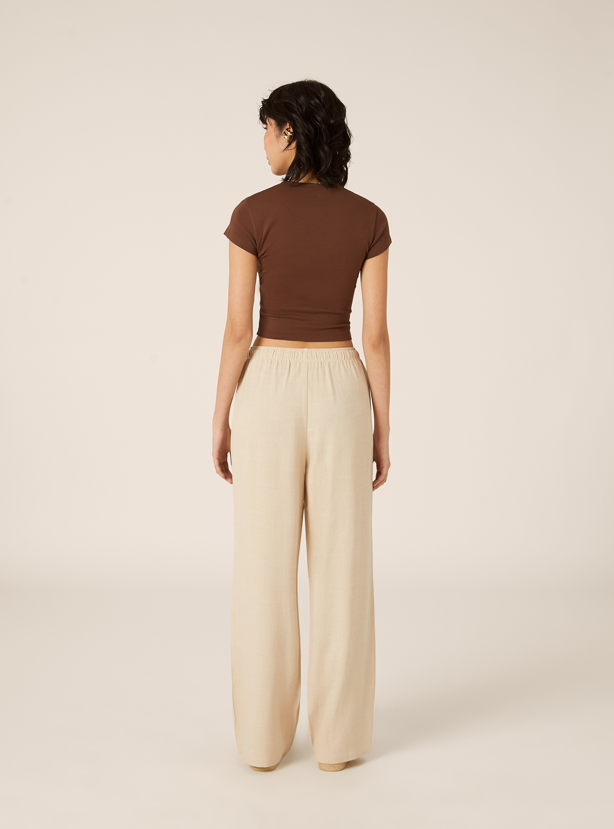 Linen-blend palazzo pants, MBG2 BEIGE MEL MED