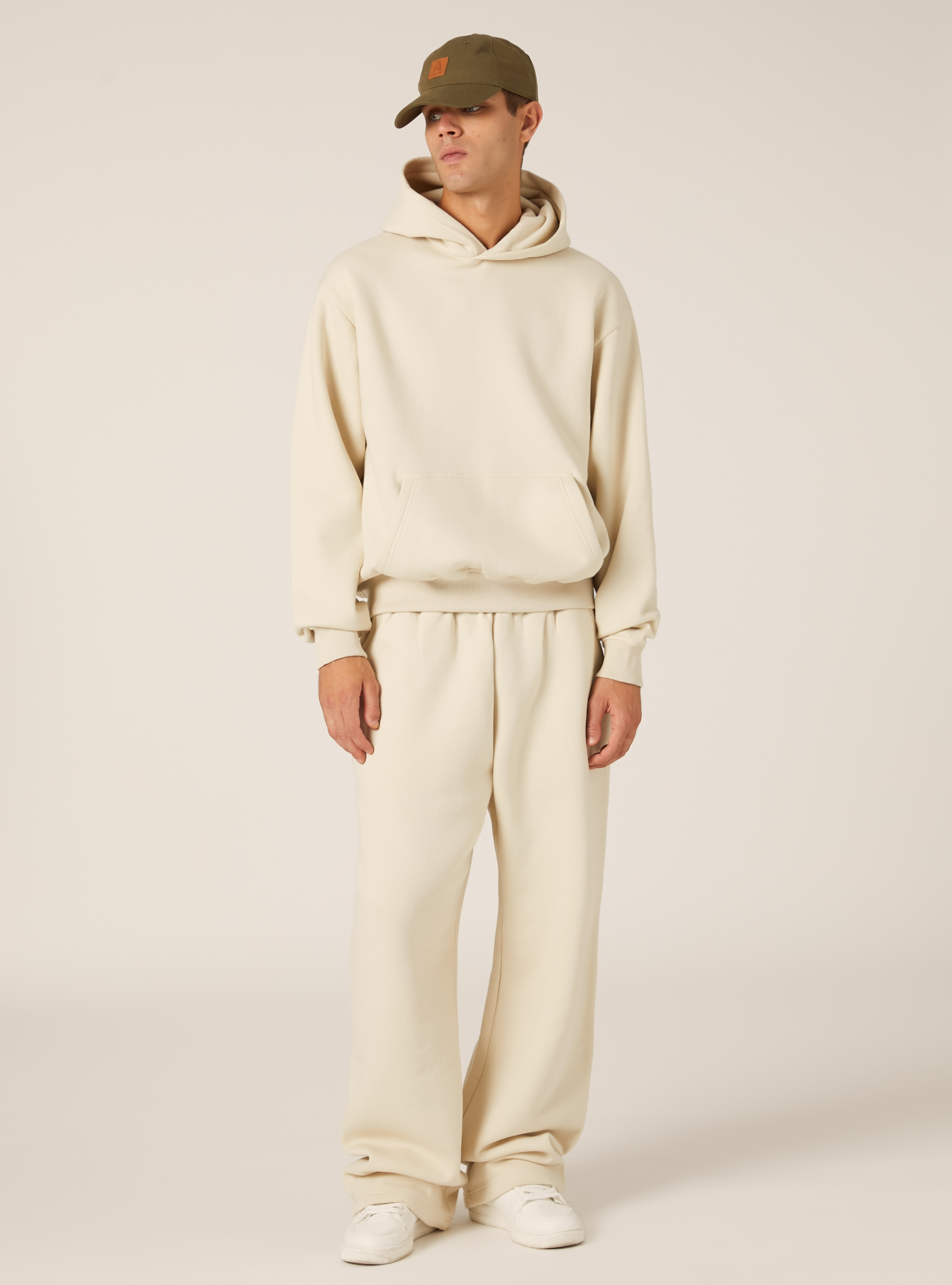 Sweat &agrave; capuche coupe boxy, CR3 CREAM LIGHT