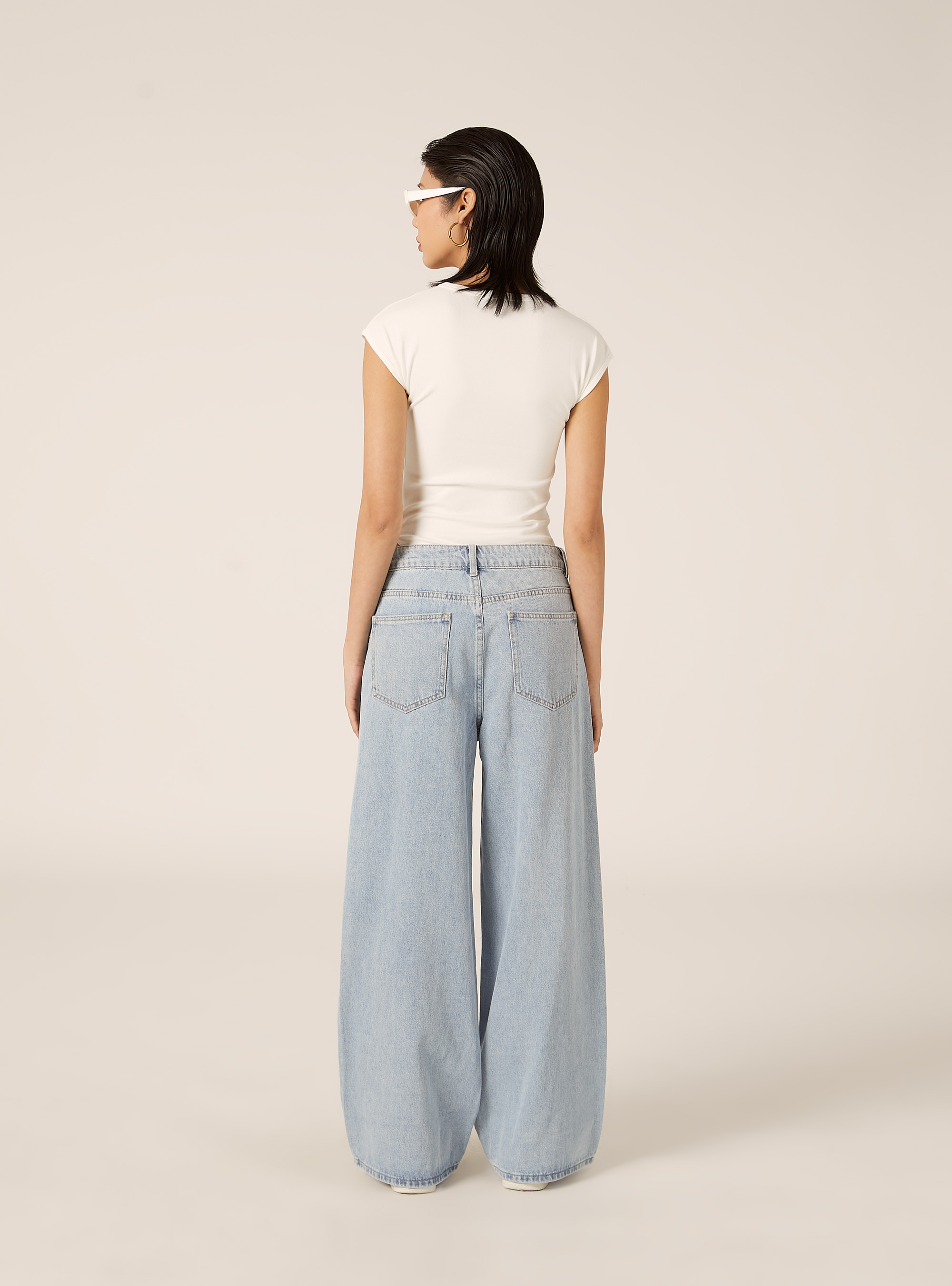 Wide-leg beaded jeans, D006 AZURE
