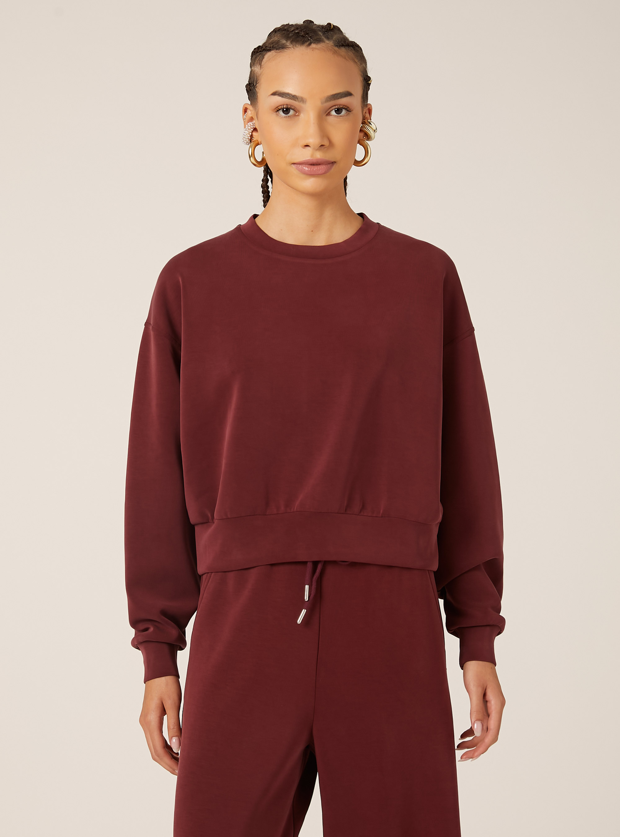 Soft-Touch-Sweatshirt, BO1 BORDEAUX DARK
