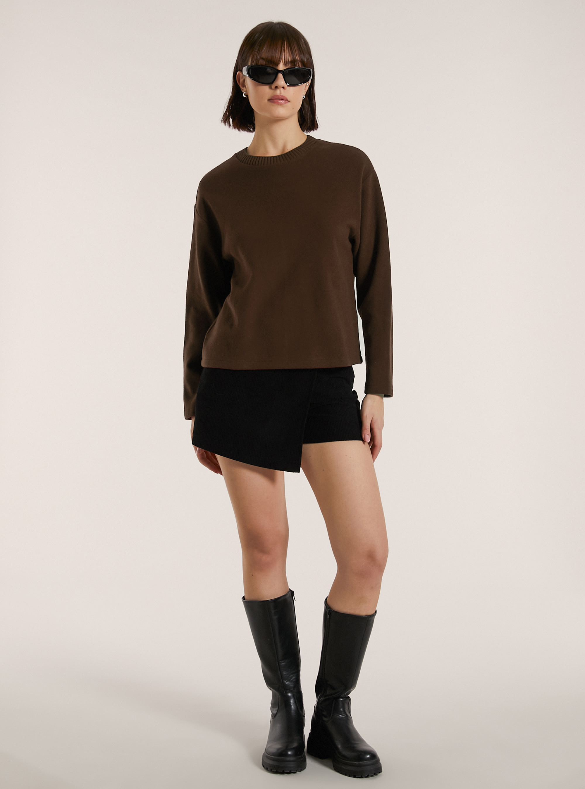 Pullover soft touch, BR1 BROWN DARK