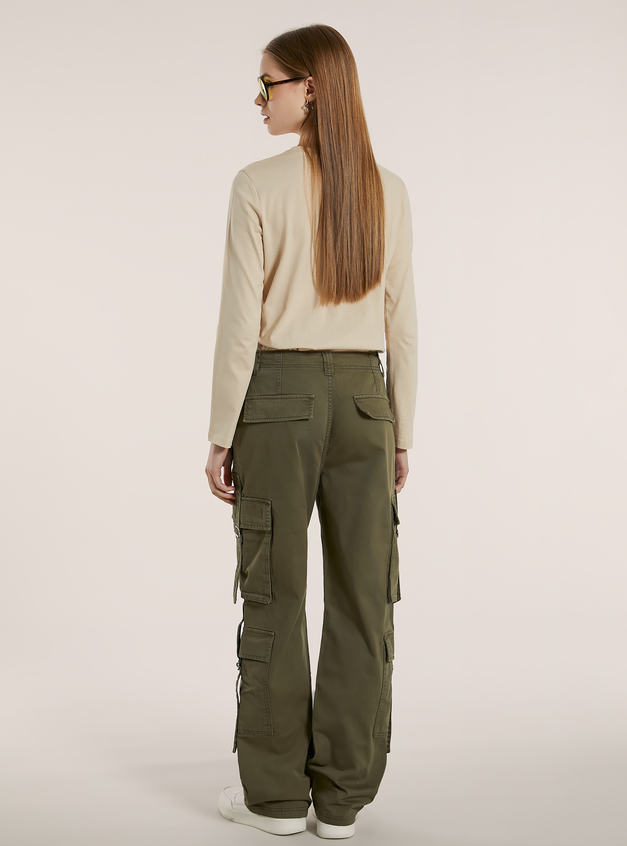 Pantalon multi-cargo en serg&eacute;, KY1 KAKY DARK