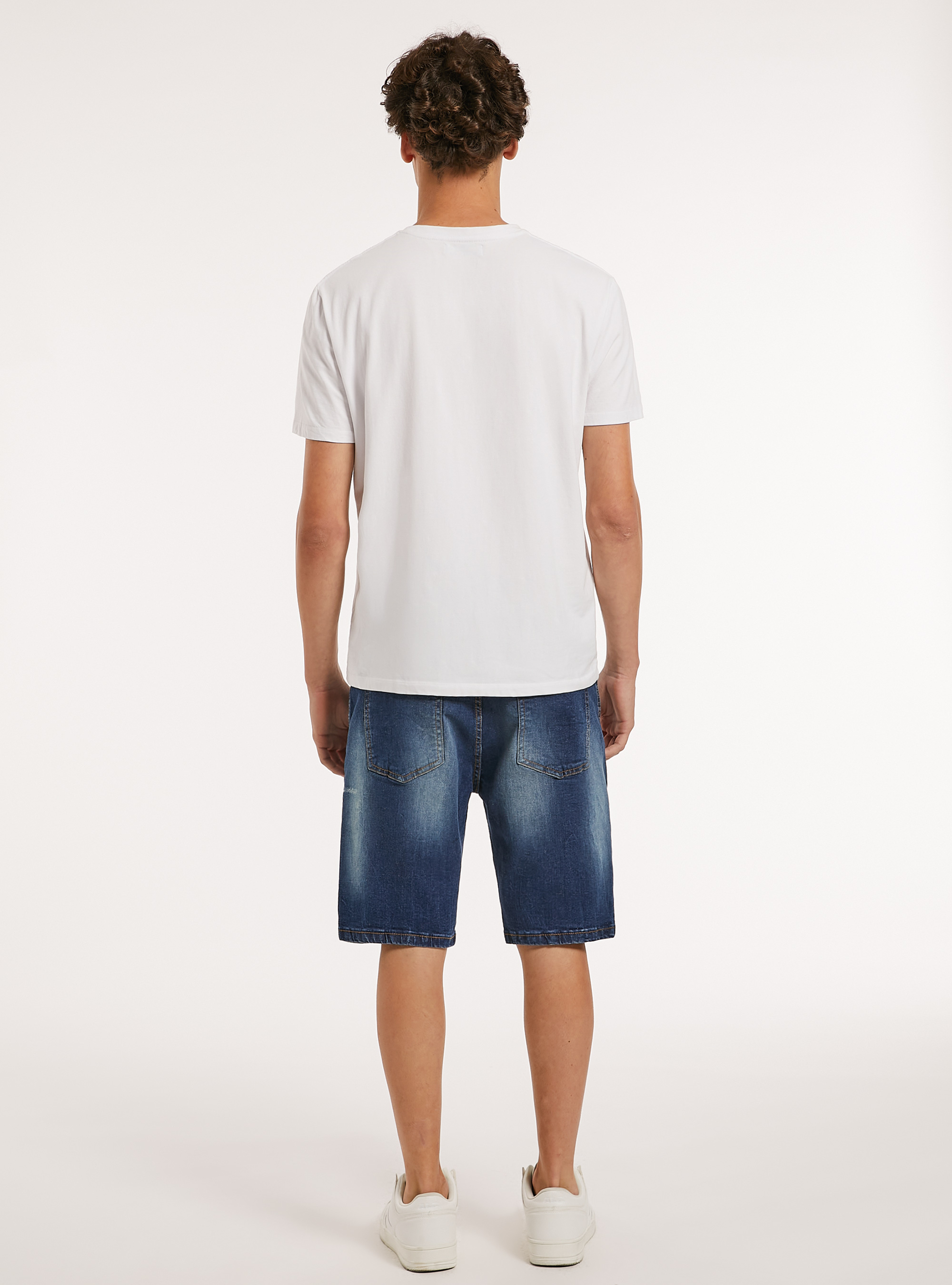 Bermudas de denim el&aacute;stico, D002 MEDIUM DARK BLUE