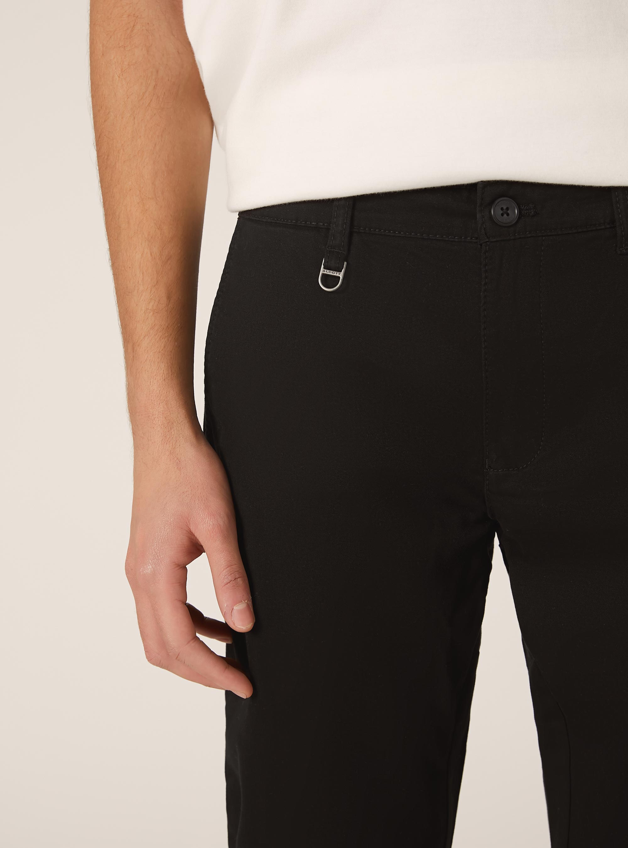 Pantalones chino el&aacute;sticos de sarga ajustados, BK1 BLACK