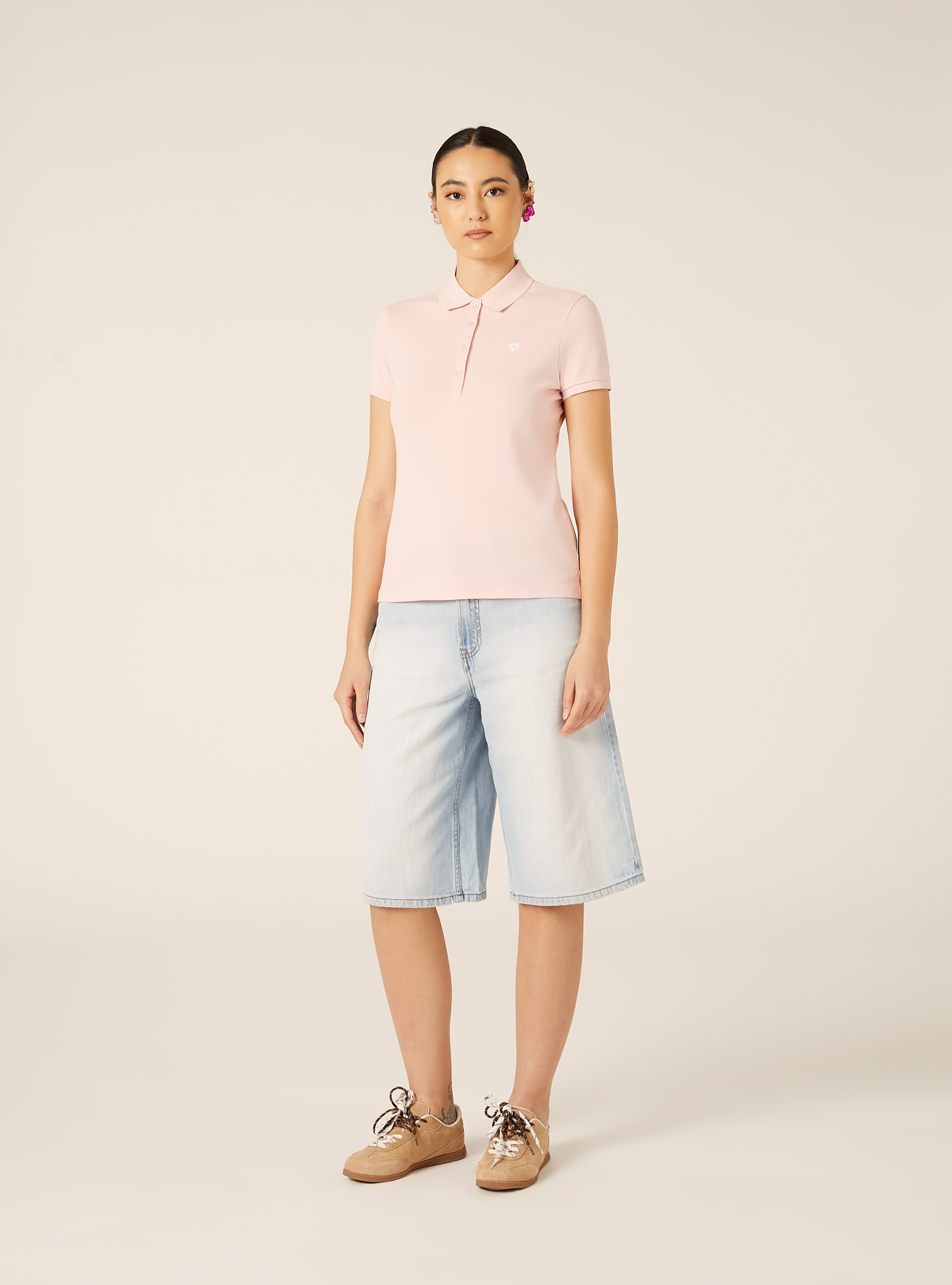 Polo de piqu&eacute; de algod&oacute;n con bordado, PK2 PINK MEDIUM