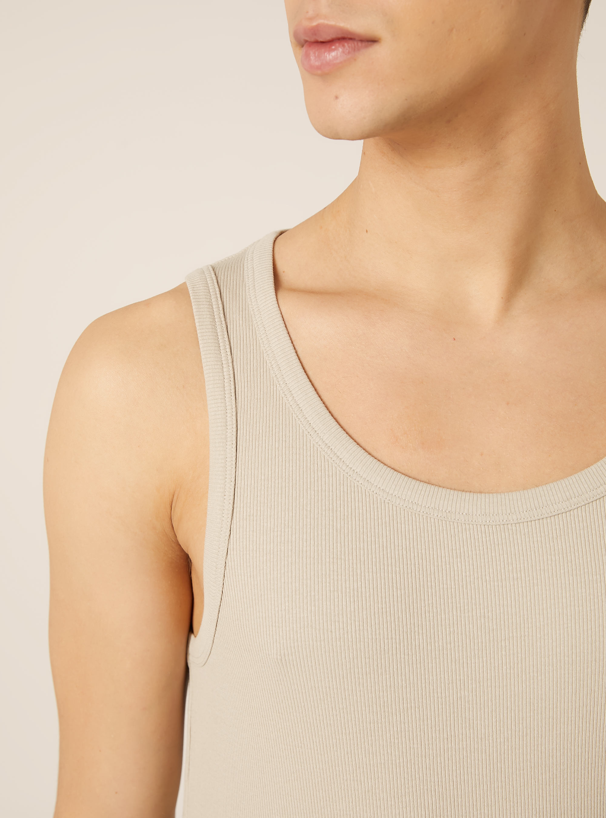 K&ouml;rperbetontes Feinripp-Tanktop im Slim Fit, SA3 SAND LIGHT