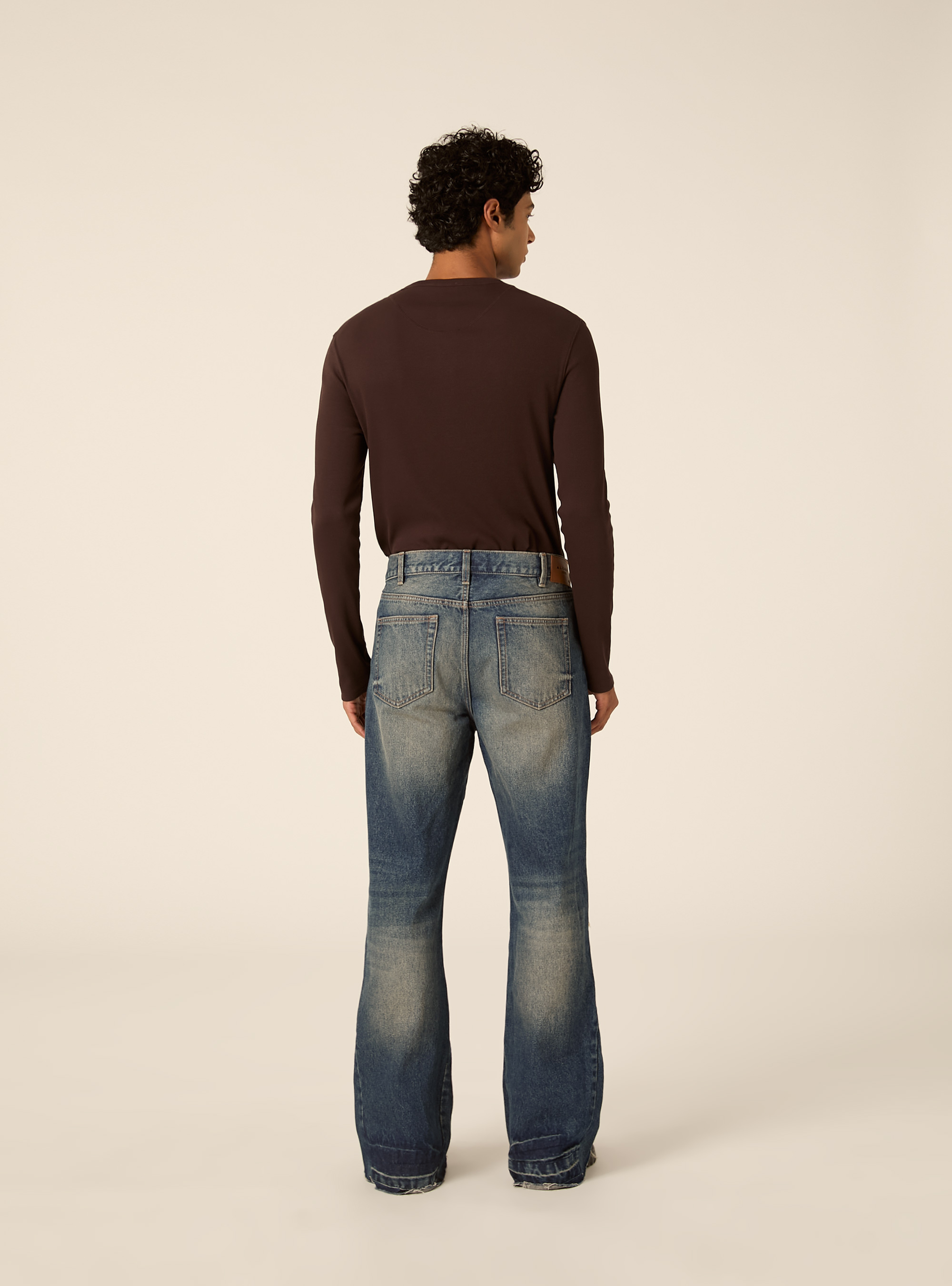 Bootcut jeans with rips and vintage finish, D201 AZZURRE MED OVERDYE