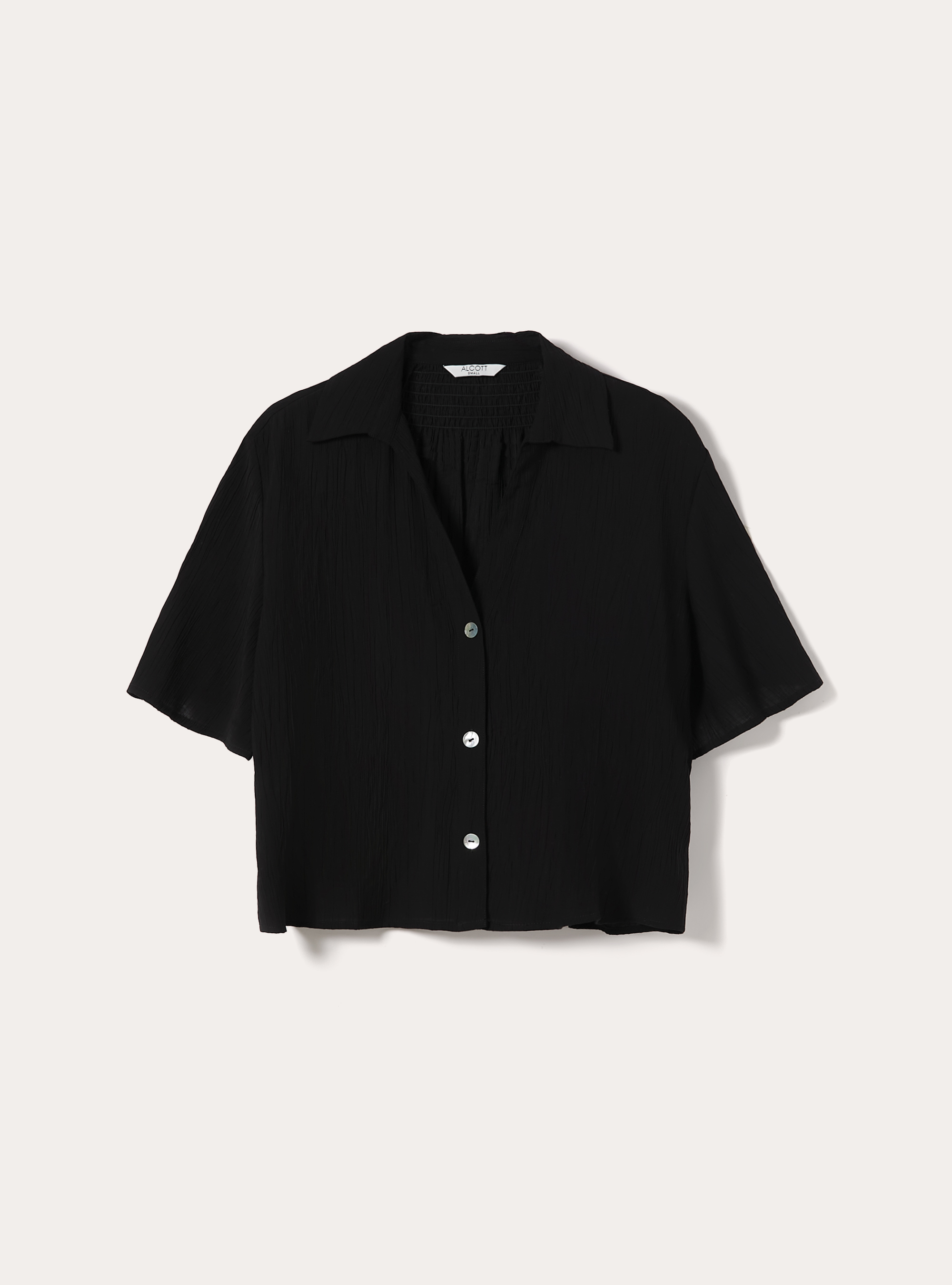 Camicia maniche corte in crepe, BK1 BLACK
