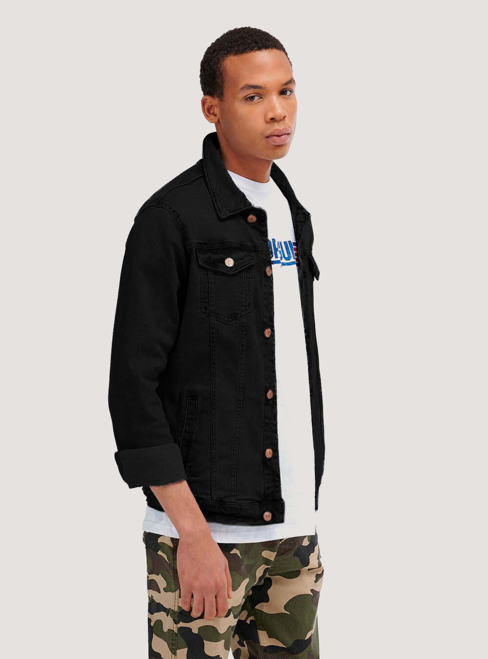 Veste en jean stretch confortable, C109 BLACK