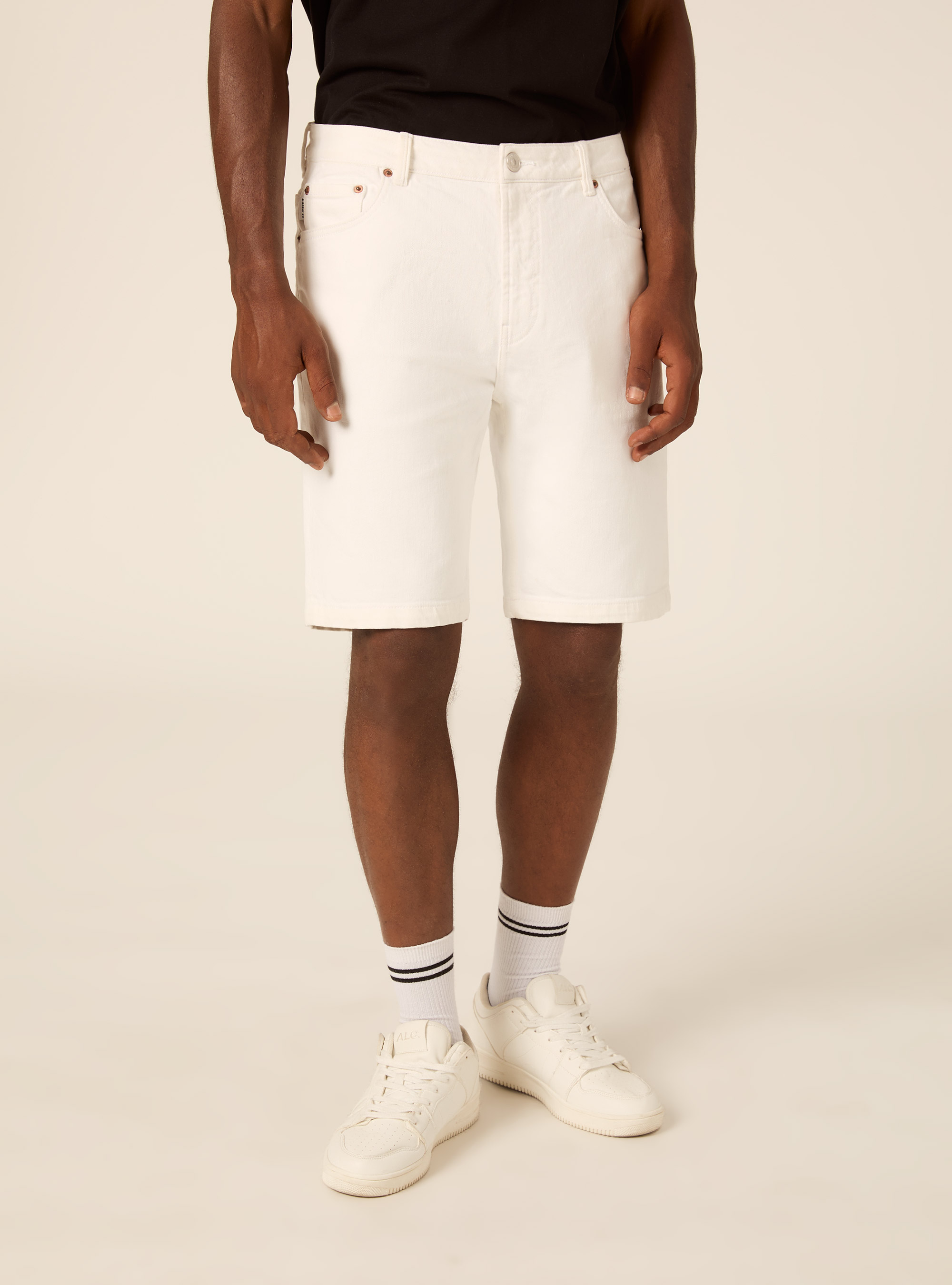 Slim Fit 5-Pocket Denim Bermuda Shorts, WH2 WHITE