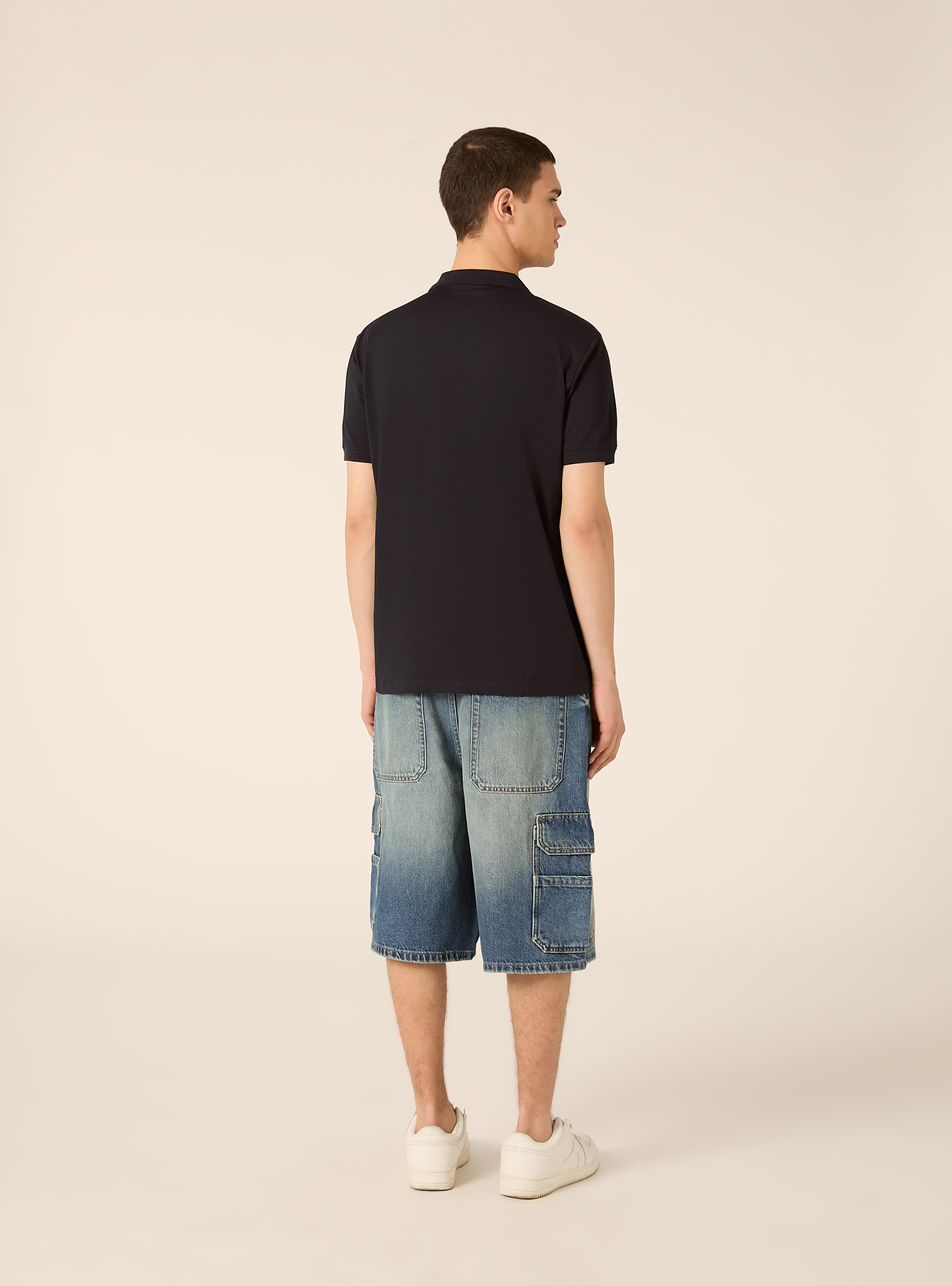 Polo AIRes in piquet stretch, NAVY SCURO