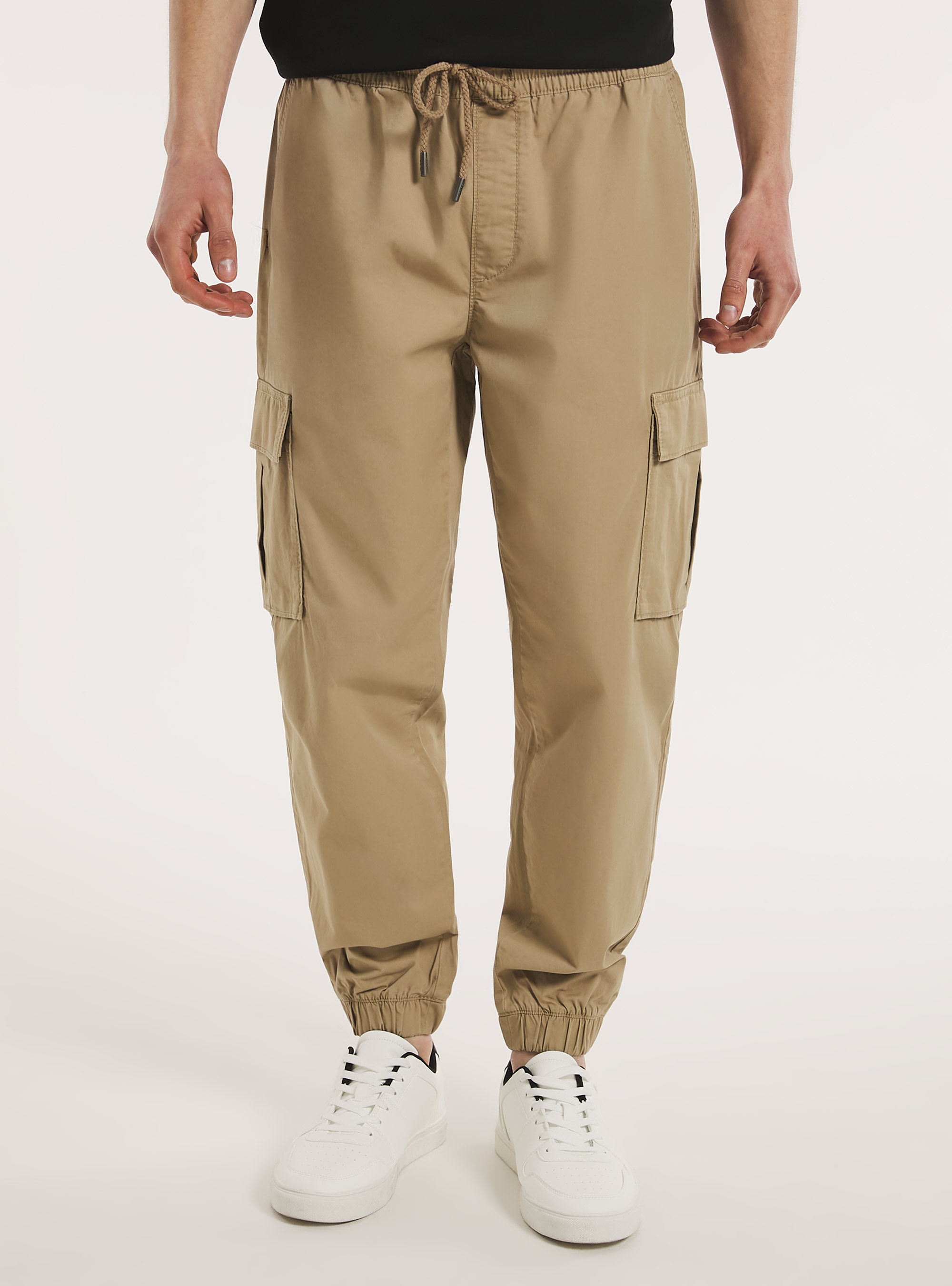 Pantalon jogger en coton, BG1 BEIGE DARK