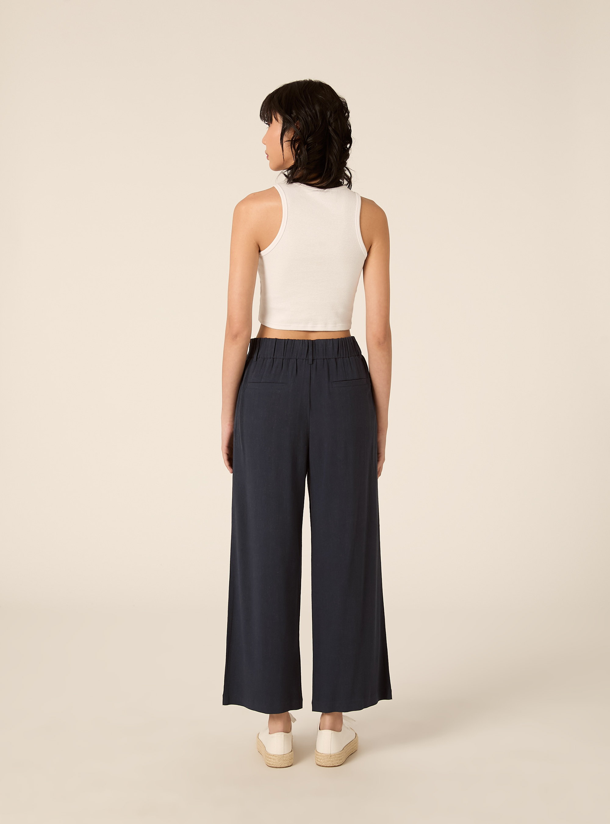 Weit geschnittene Hose aus Leinenmischgewebe, NA2 NAVY MEDIUM