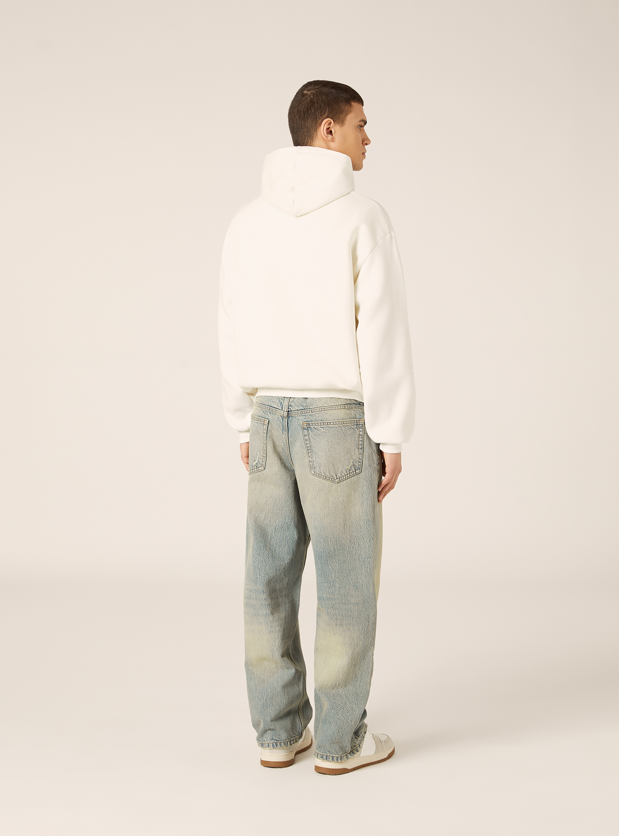 Sweat &agrave; capuche zipp&eacute; coupe boxy, WH1 OFF WHITE