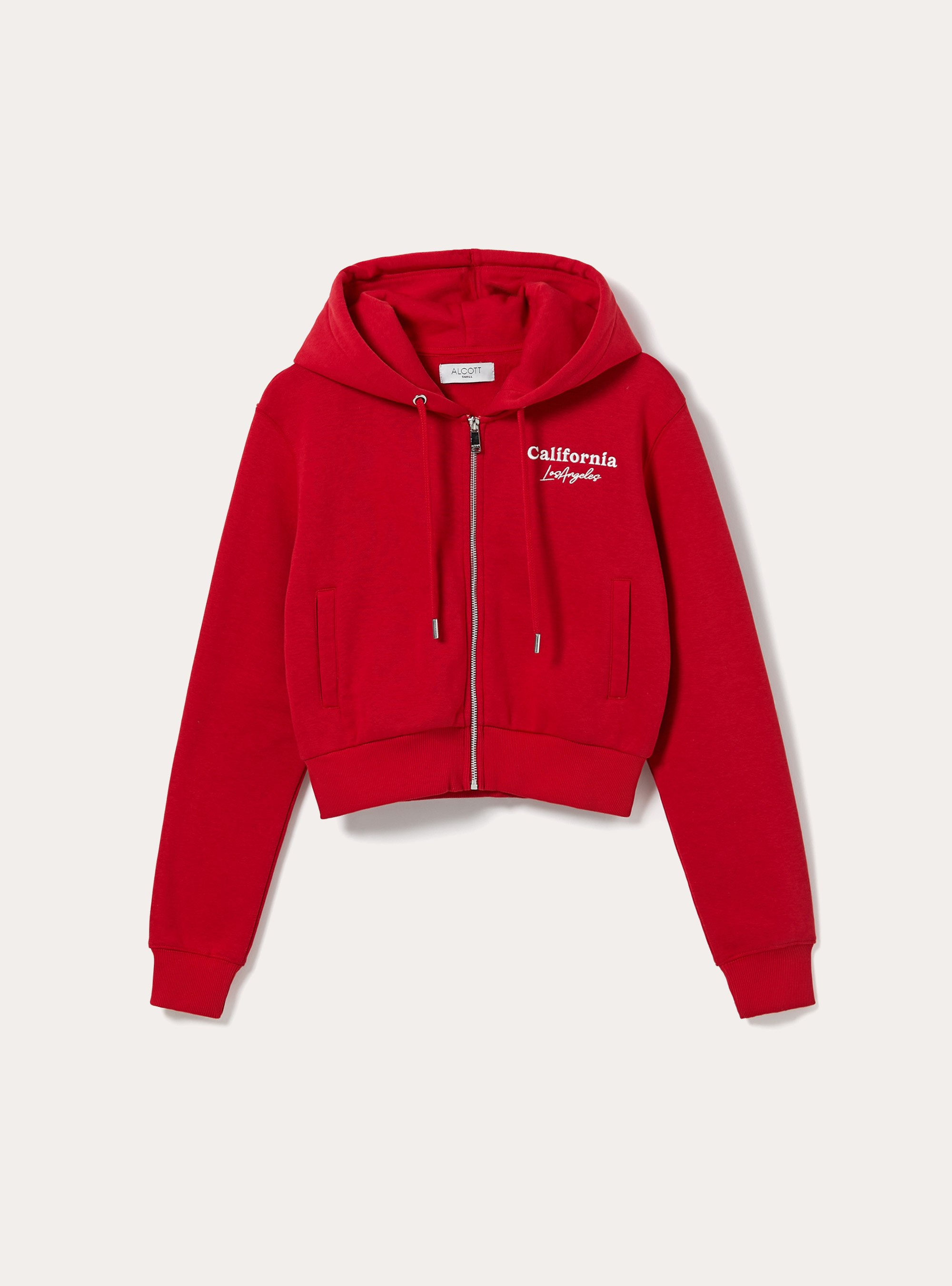 Sweatshirt court avec fermeture &eacute;clair et imprim&eacute;, RD2 RED MEDIUM