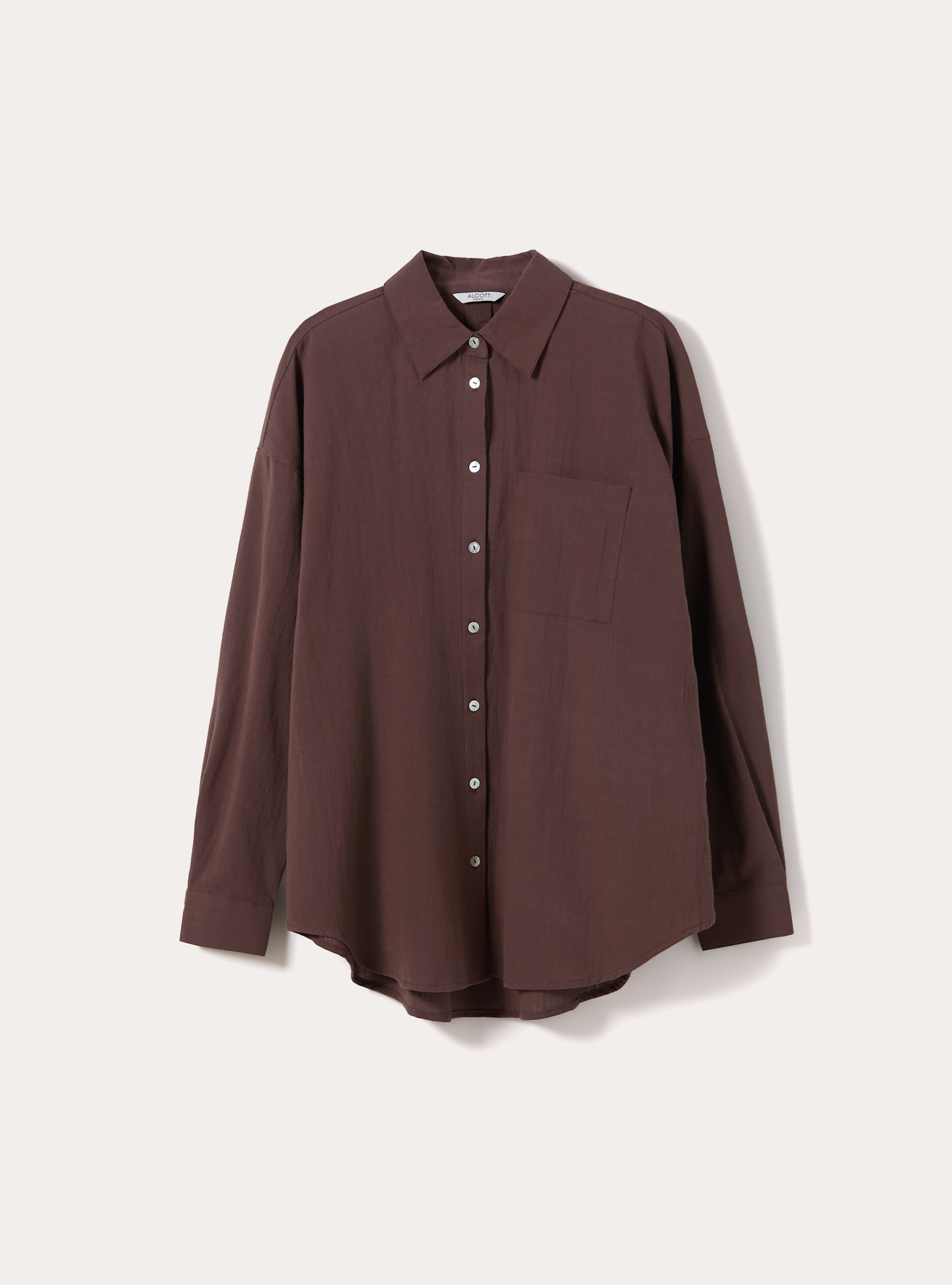 Oversized Shirt with Pocket, BR2 BROWN MEDIUM