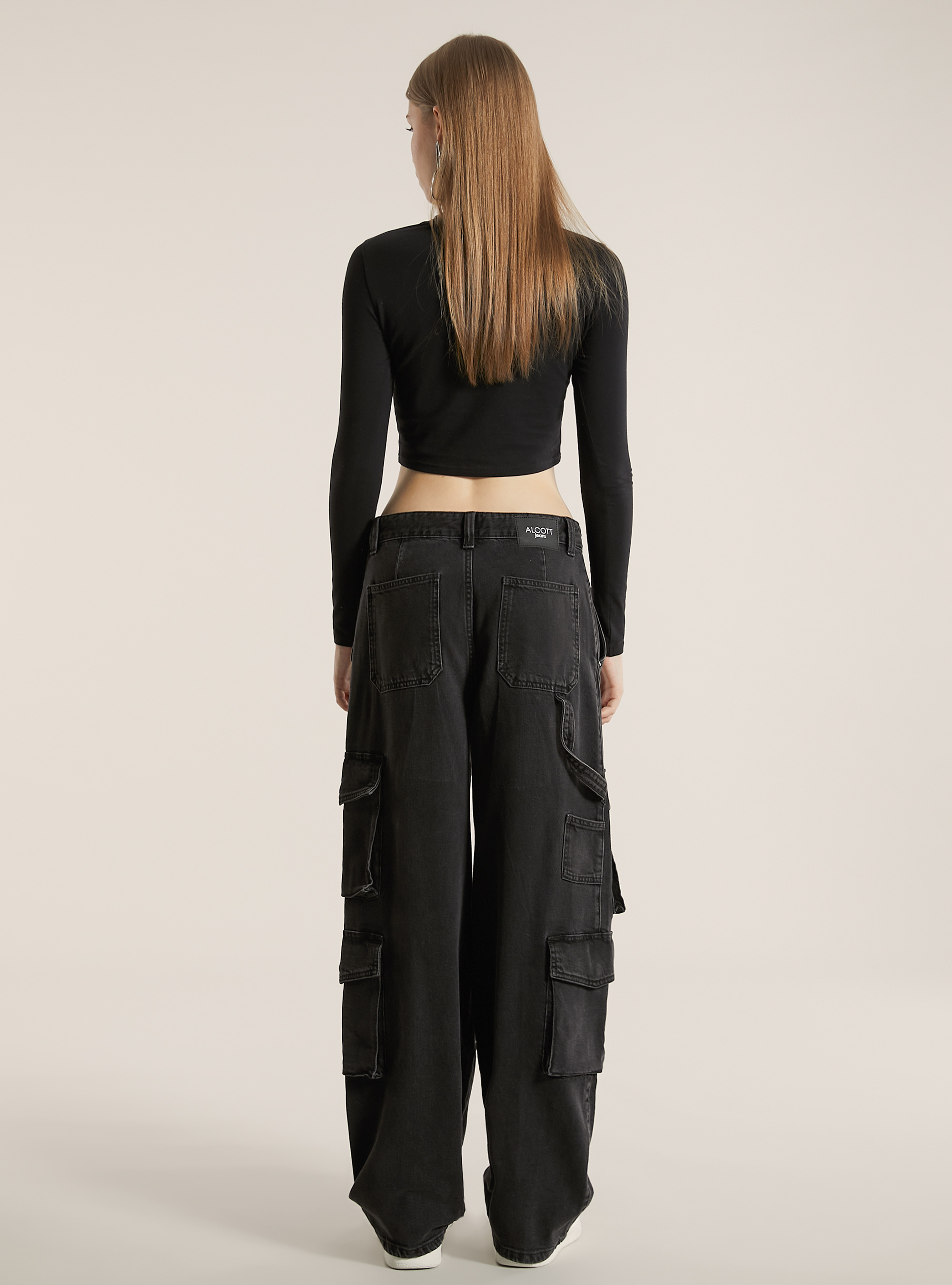 Jeans multi-cargos &agrave; coupe confortable, D000 BLACK
