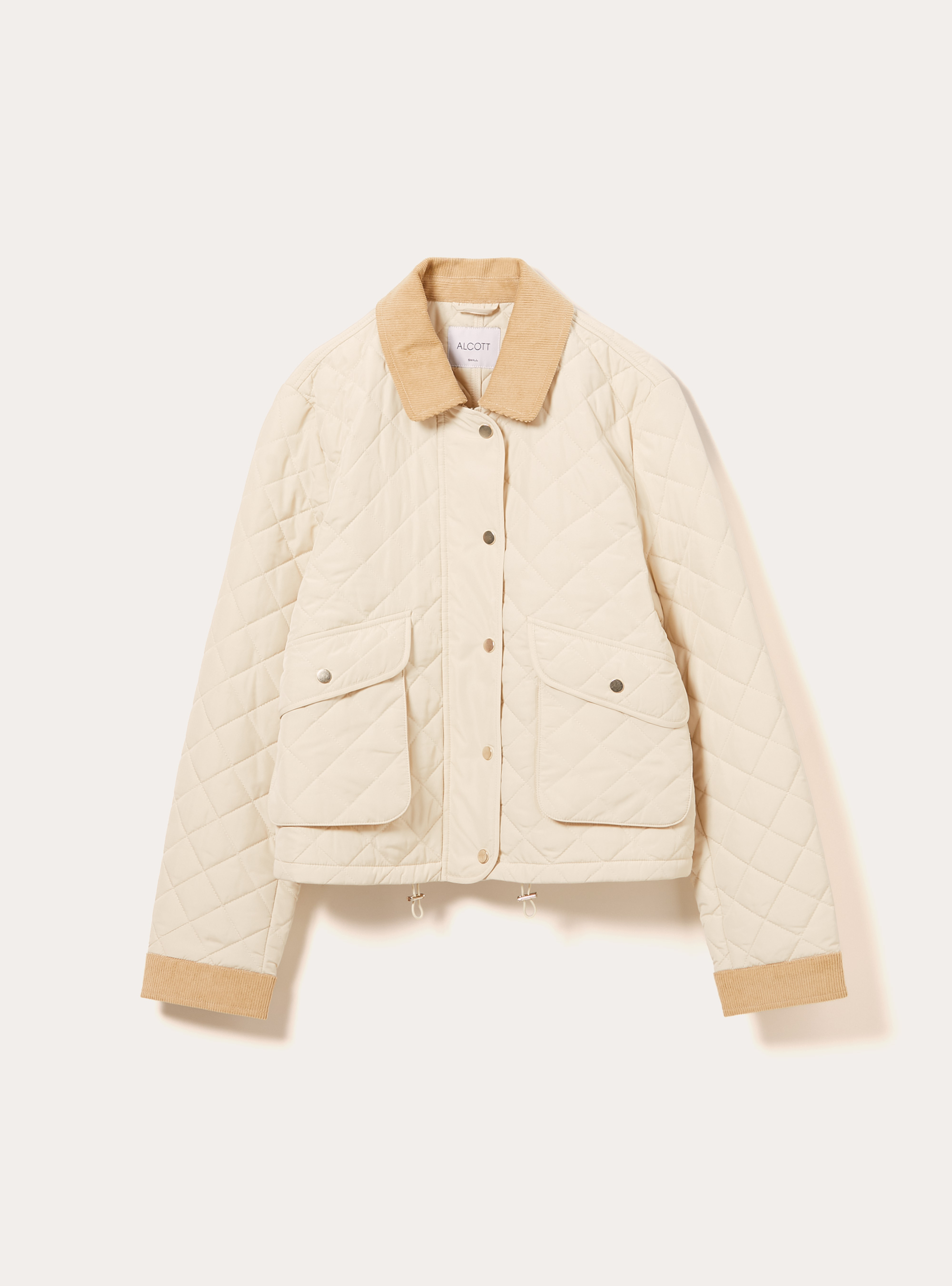 Veste matelass&eacute;e avec col en velours, BG3 BEIGE LIGHT