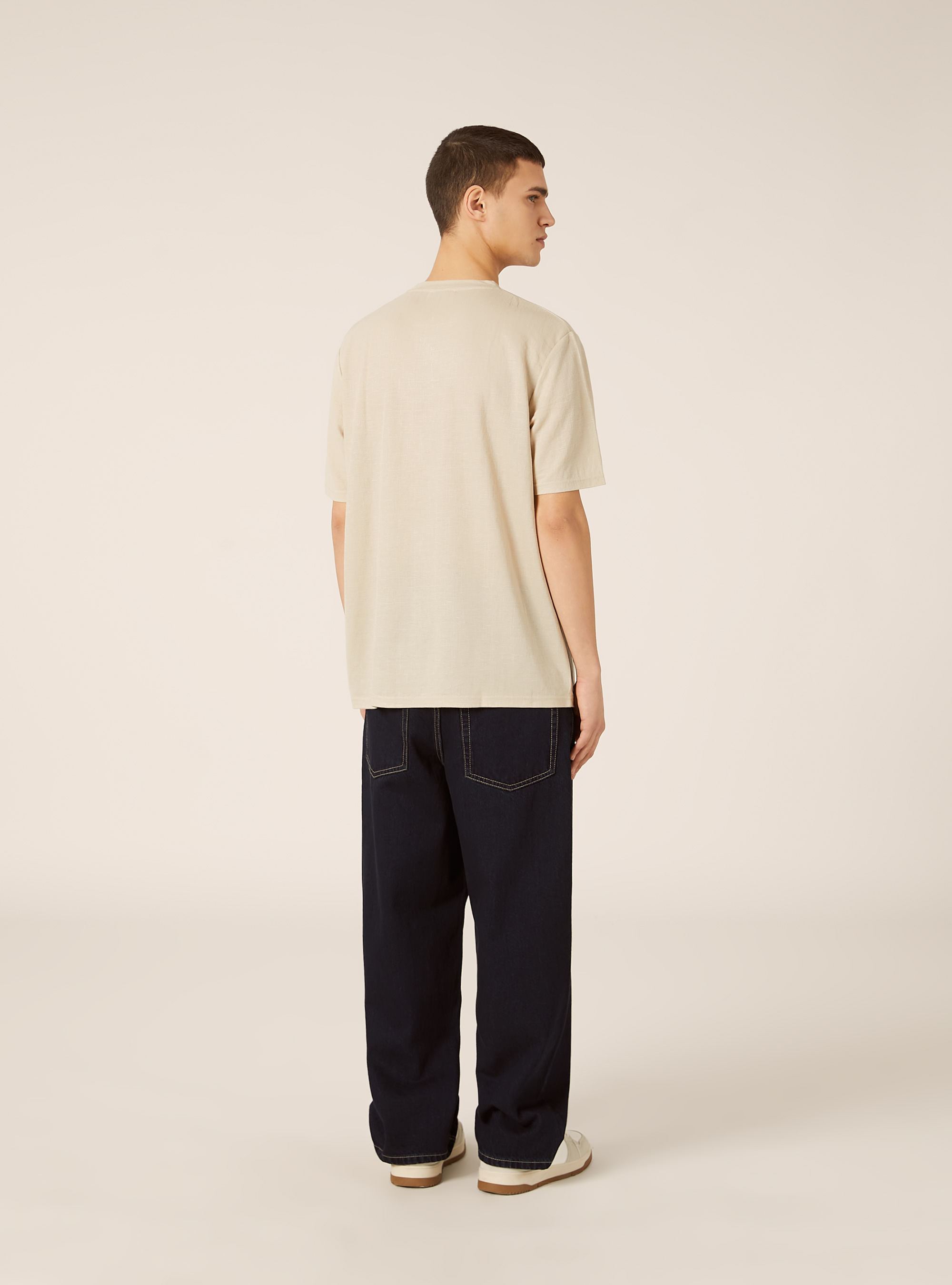 Maglietta boxy fit con texture, BEIGE MEDIO