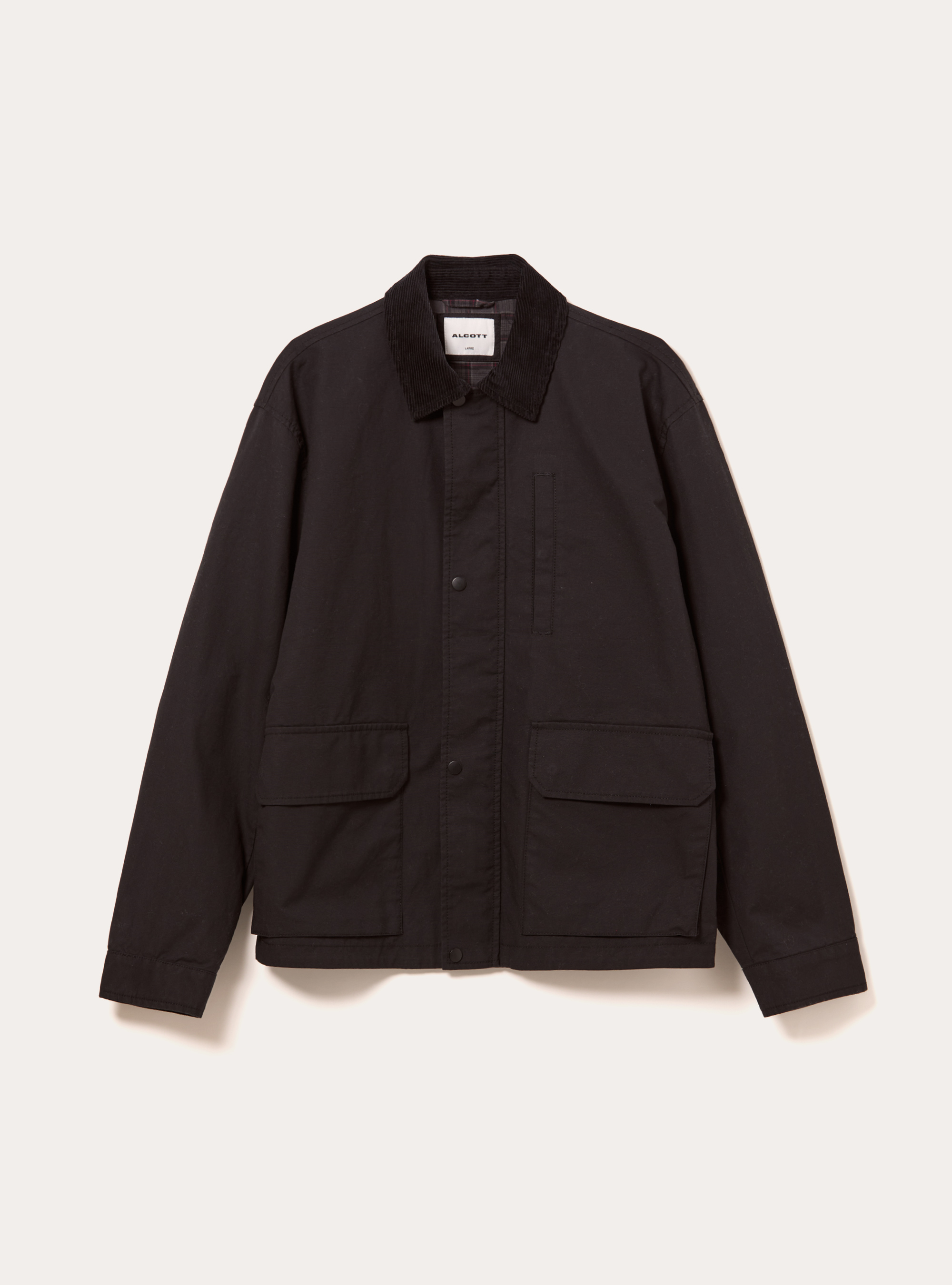 Veste en toile coupe carr&eacute;e, BK1 BLACK
