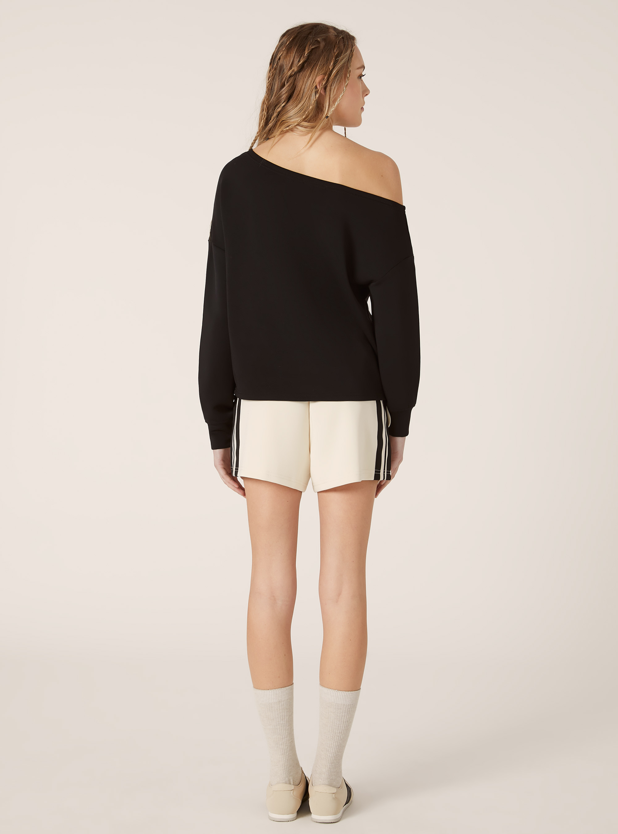 Sweat asym&eacute;trique doux au toucher, BK1 BLACK