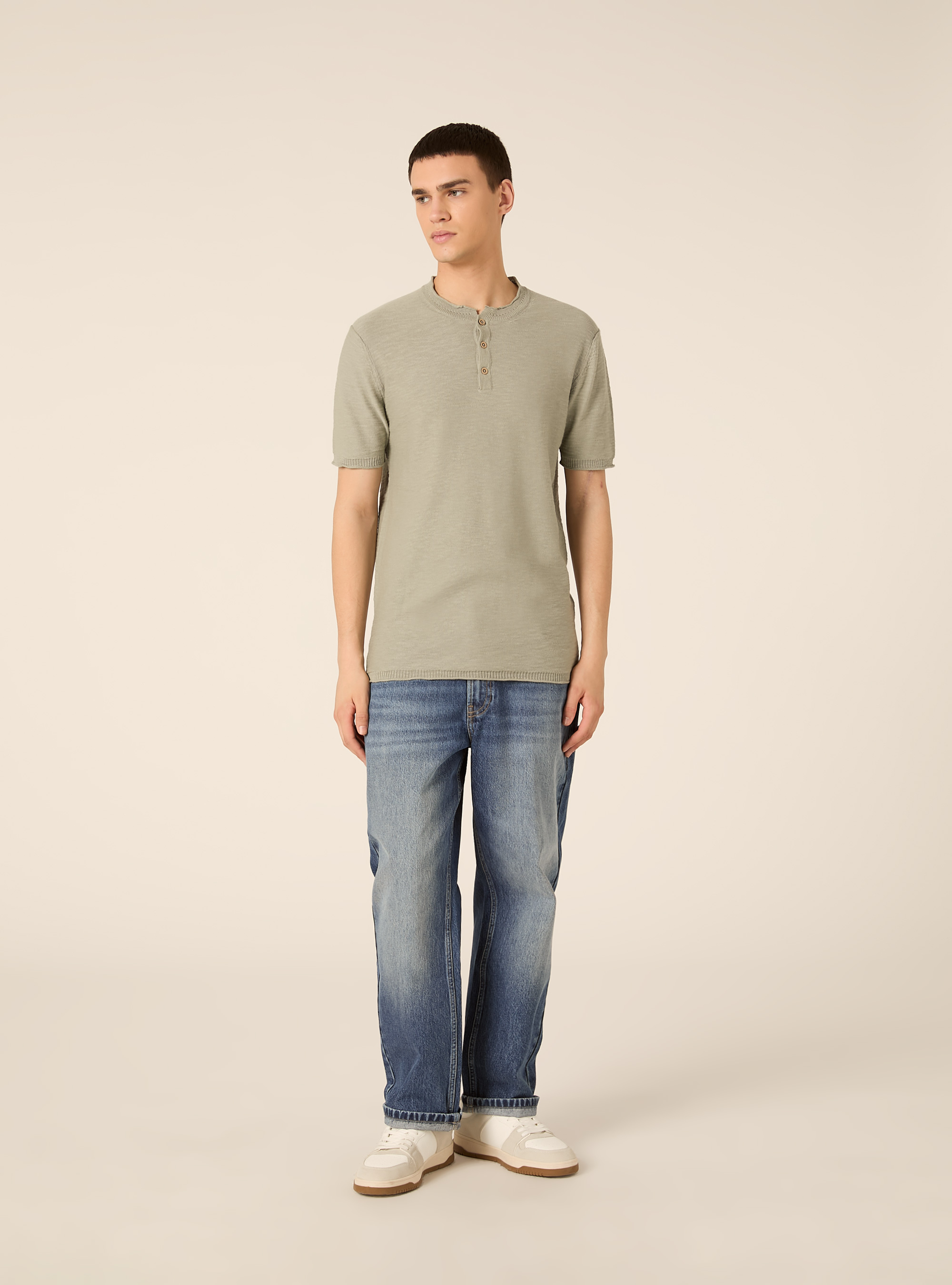 Short Sleeve Henley Pullover, SG3 SAGE LIGHT