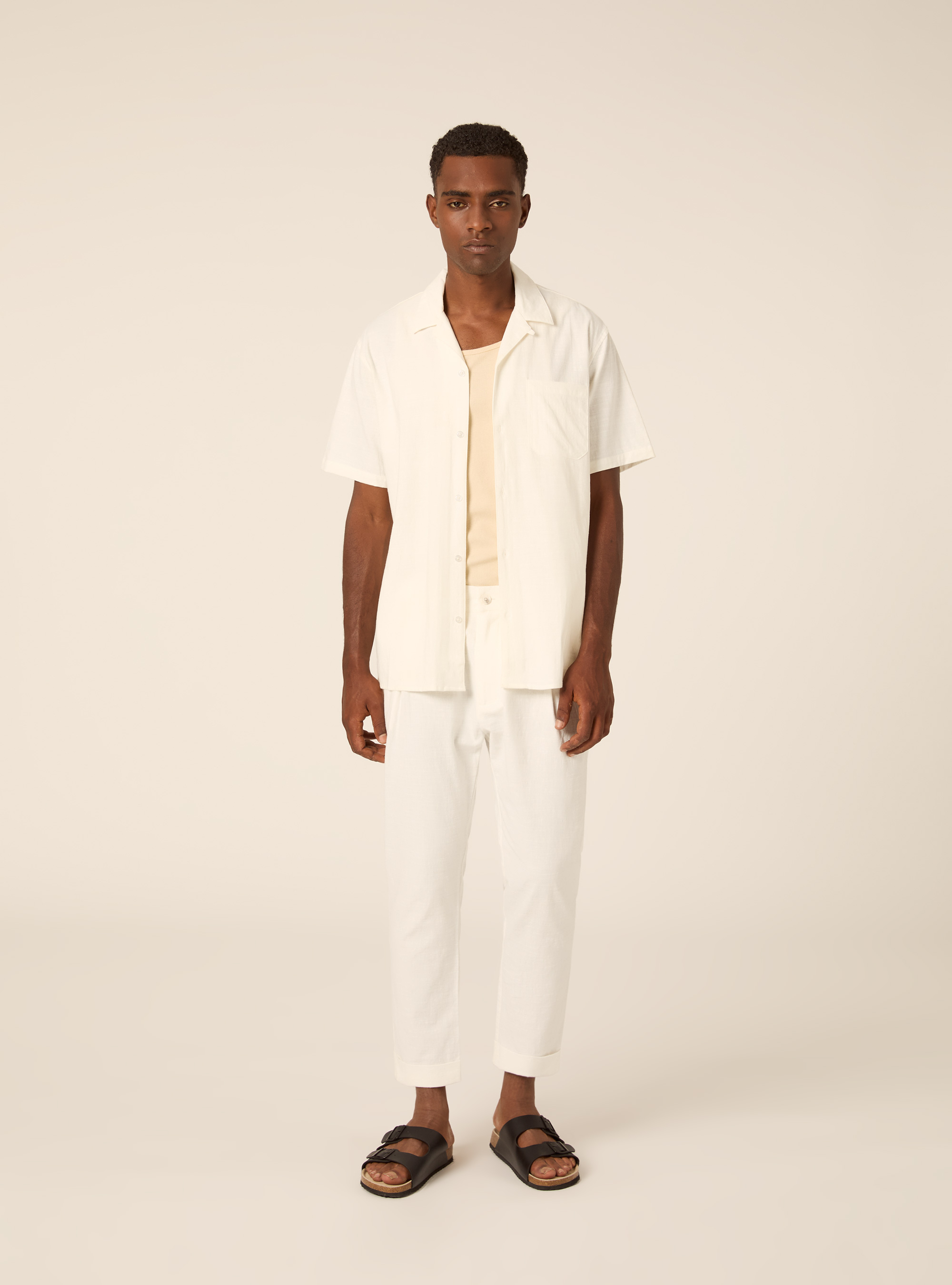 Slim Fit Cropped Pleated Trousers, WH1 OFF WHITE