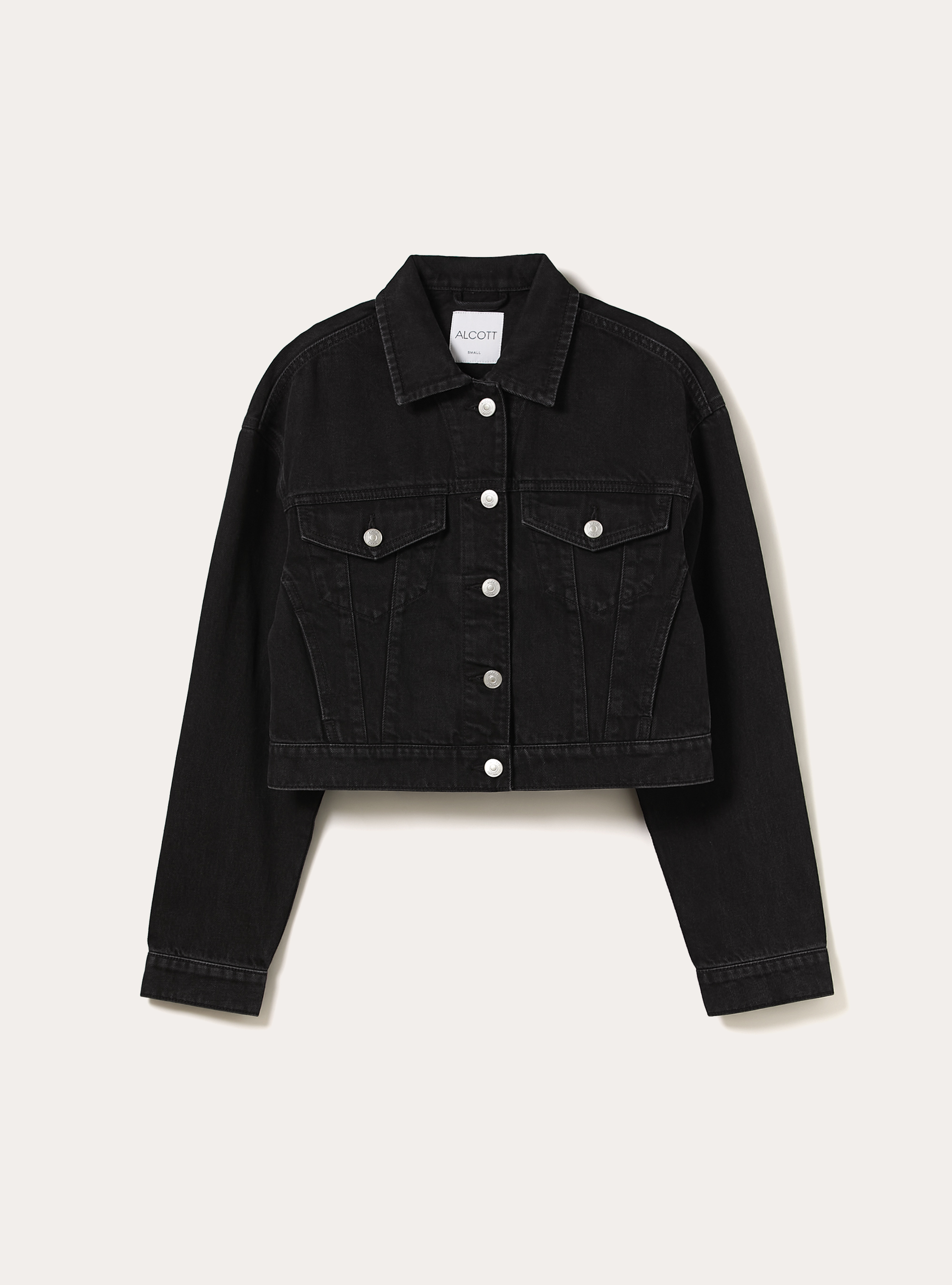 Cropped twill jacket, BK1 BLACK