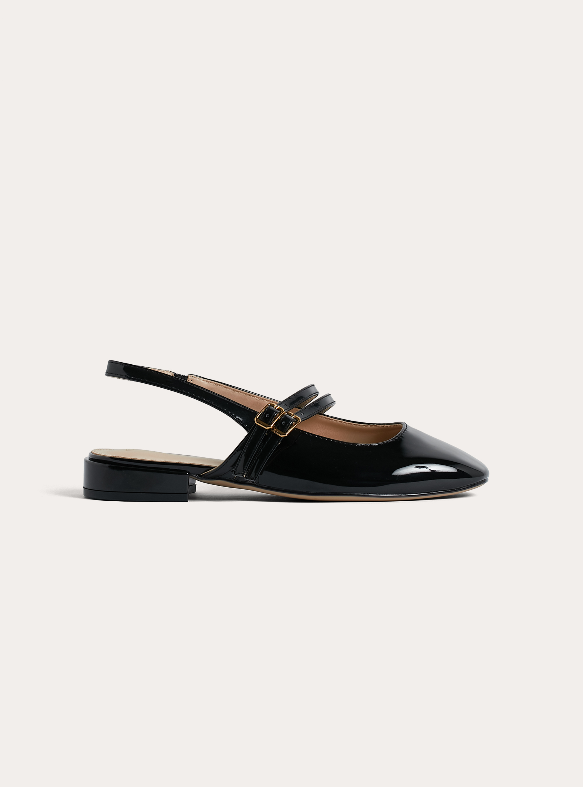 Ballerine slingback tinta unita effetto pelle, BK1 BLACK