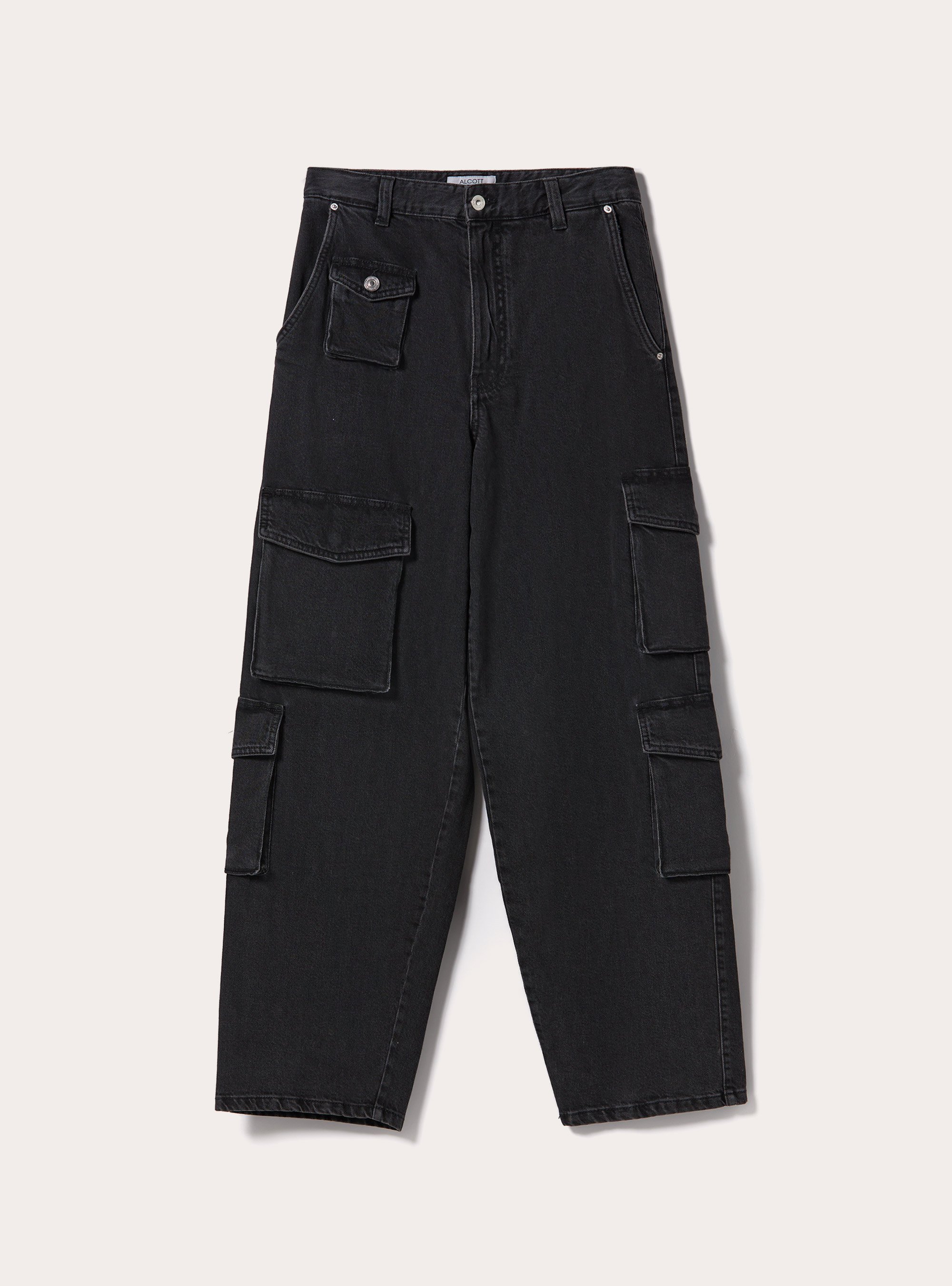Jeans multi-cargos &agrave; coupe confortable, D000 BLACK