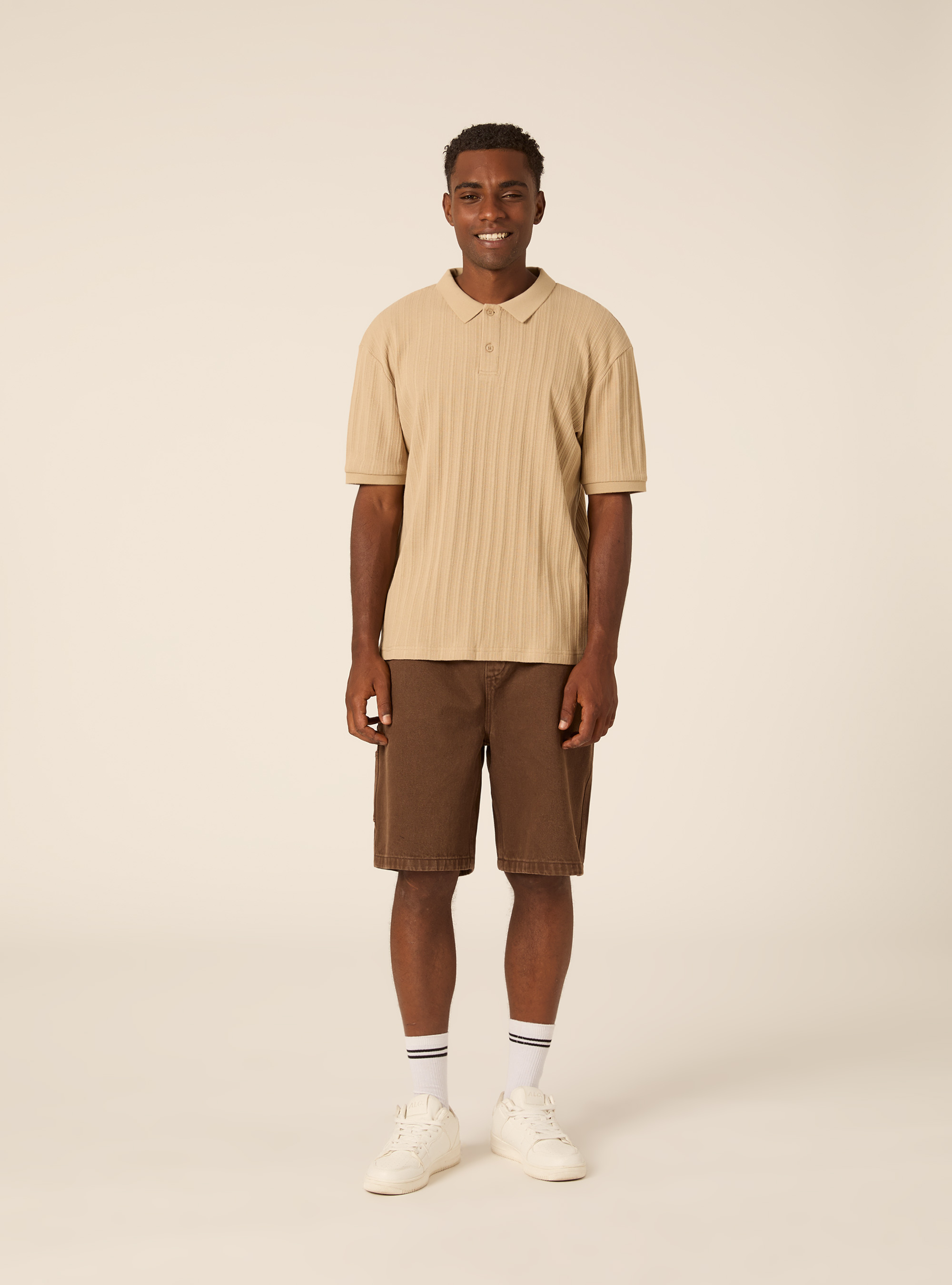 Polo de Jersey Estructurado Regular Fit, BG2 BEIGE MEDIUM