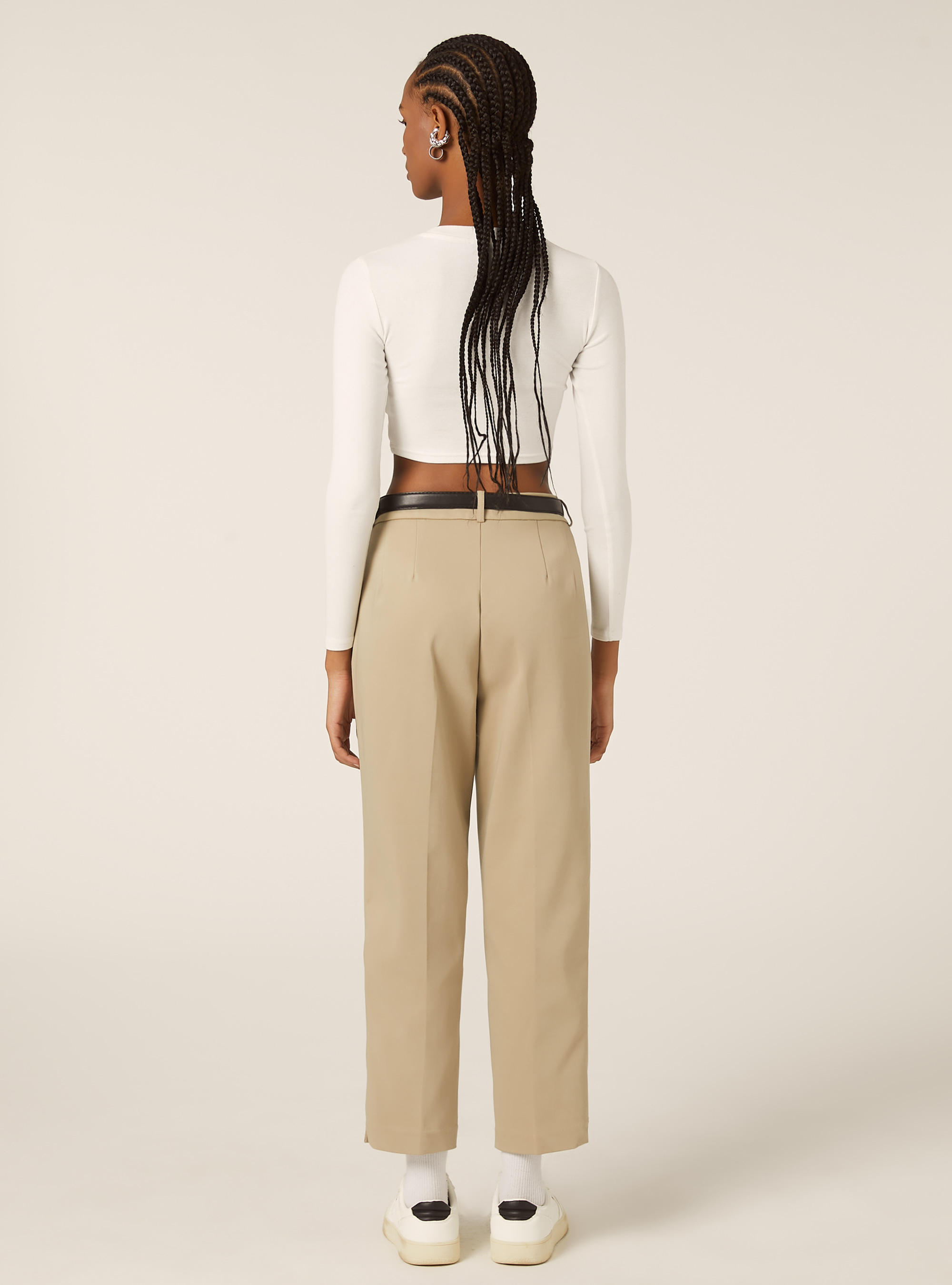 Pantaloni tailored slim fit con cintura, BEIGE MEDIO