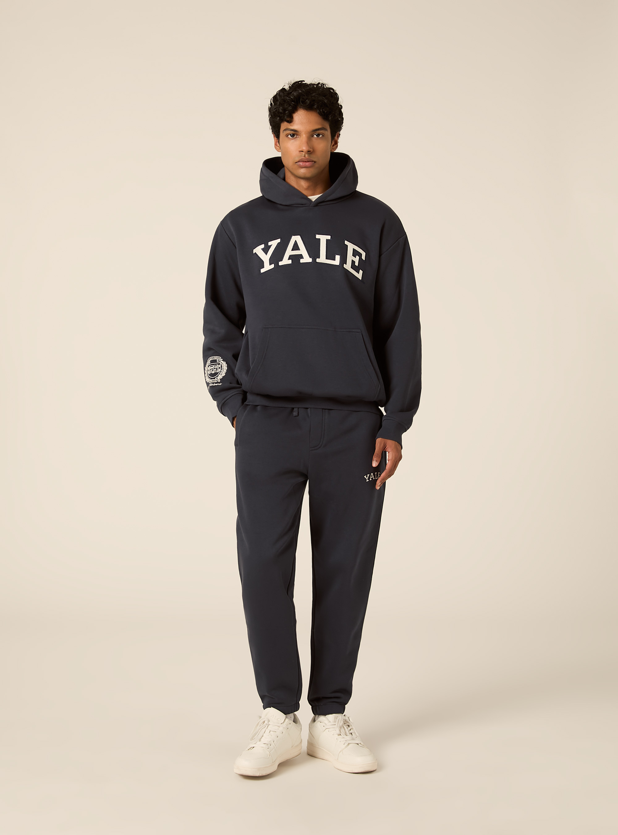 Felpa con cappuccio boxy licenza yale, NA2 NAVY MEDIUM