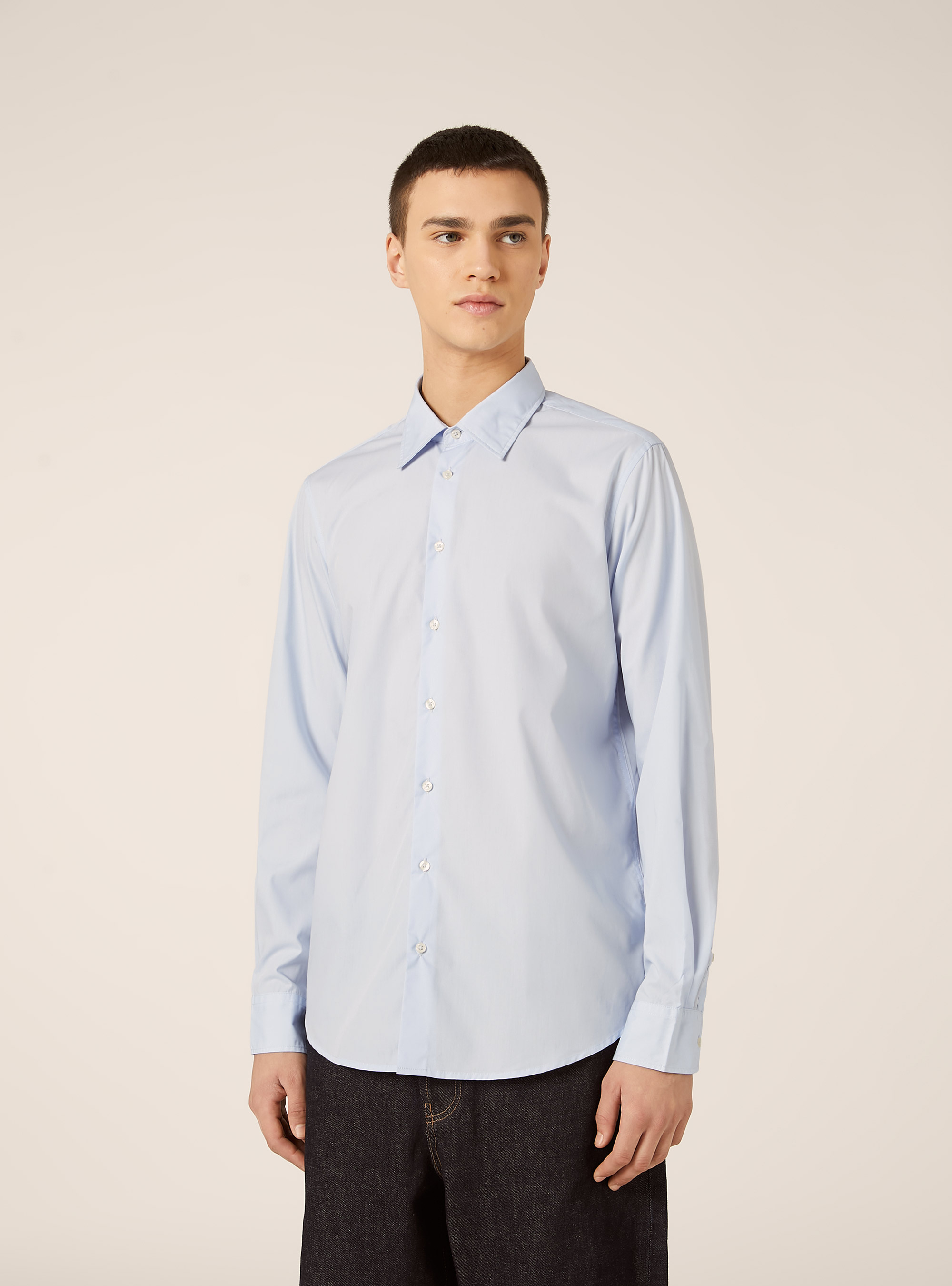 Einfarbiges Langarmhemd, AZ1 AZURE DARK