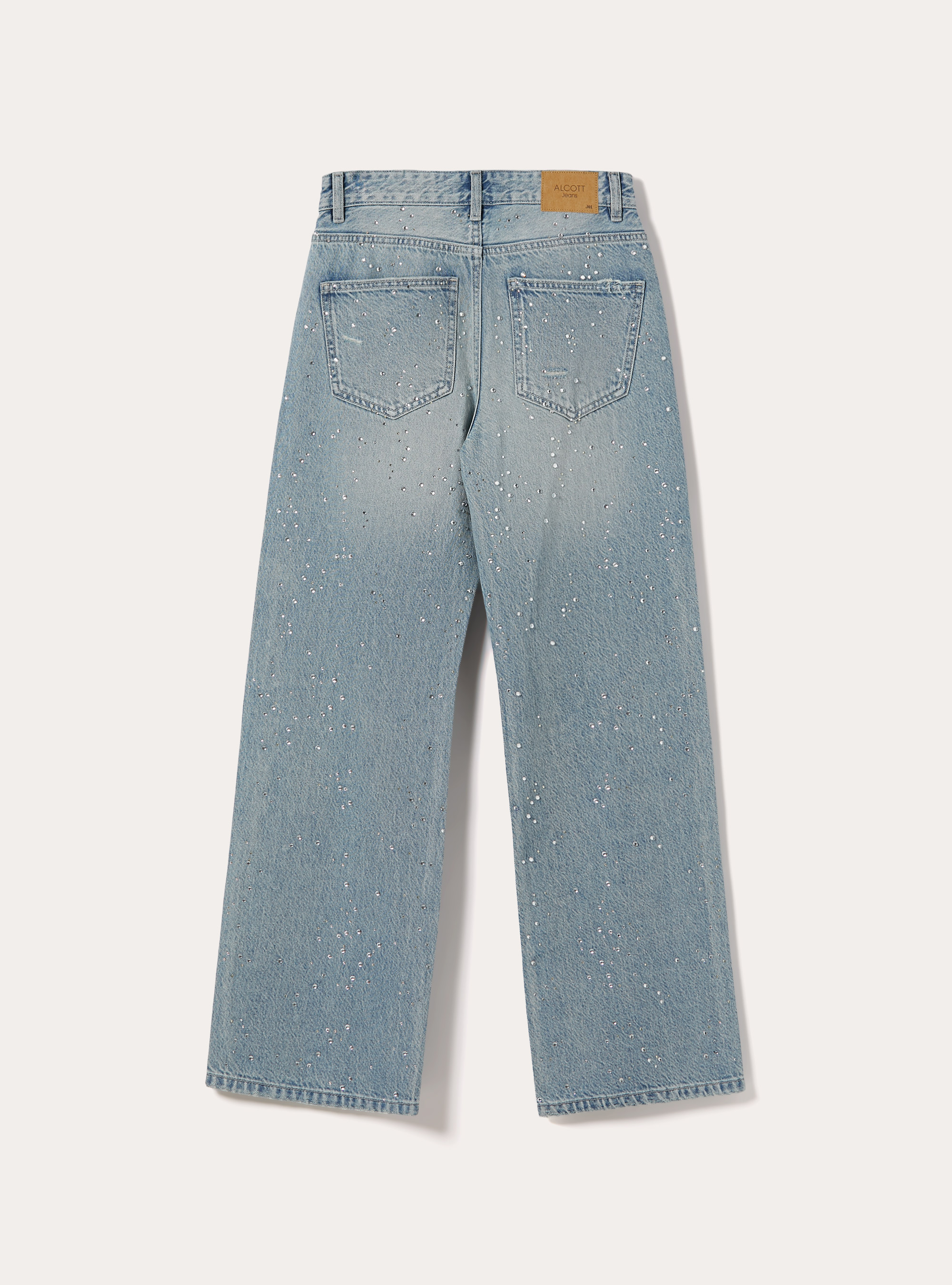 Straight Fit Jeans mit Strasssteinen, D006 AZURE
