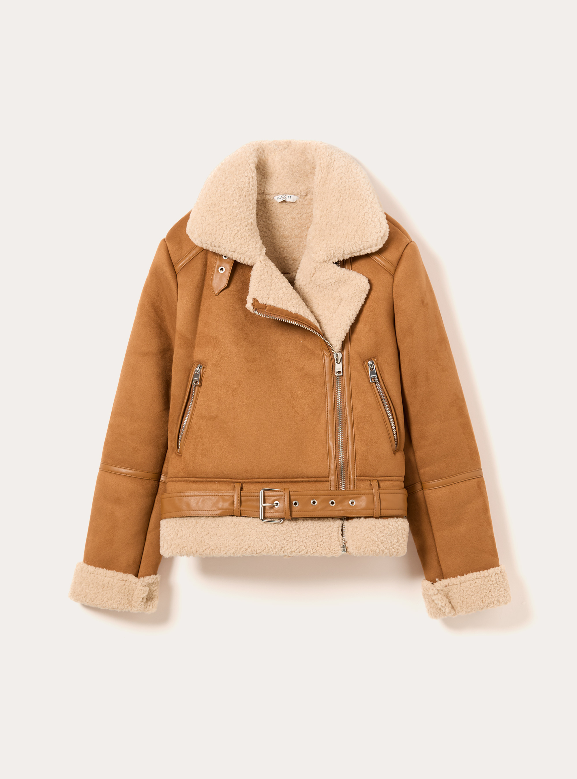Veste en peau de mouton effet daim, TB2 TOBACCO MEDIUM