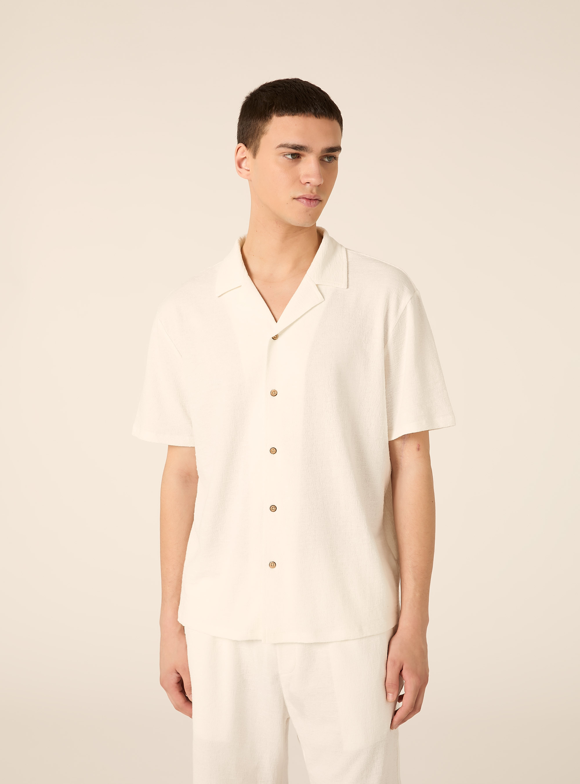 Boxy-fit textured shirt, WH2 WHITE