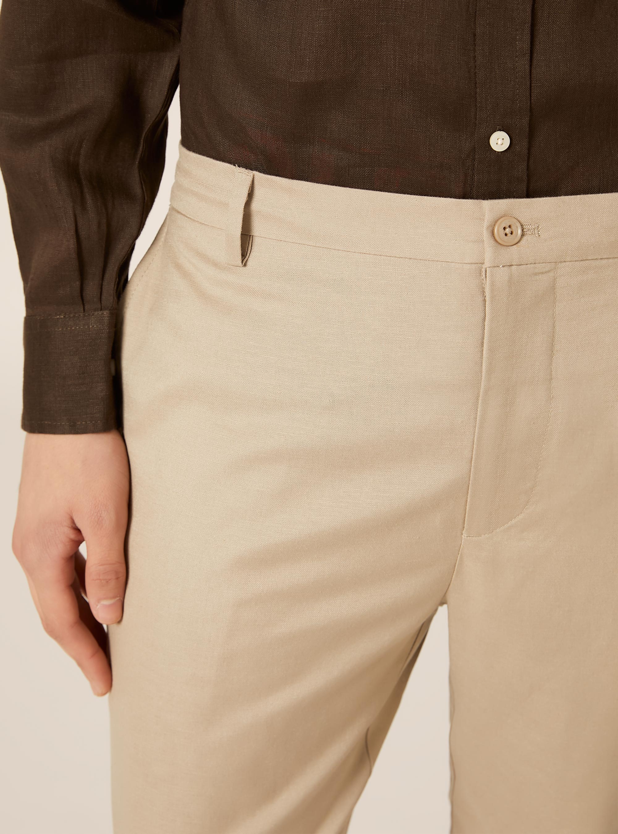 Linen blend chino trousers, BG2 BEIGE MEDIUM