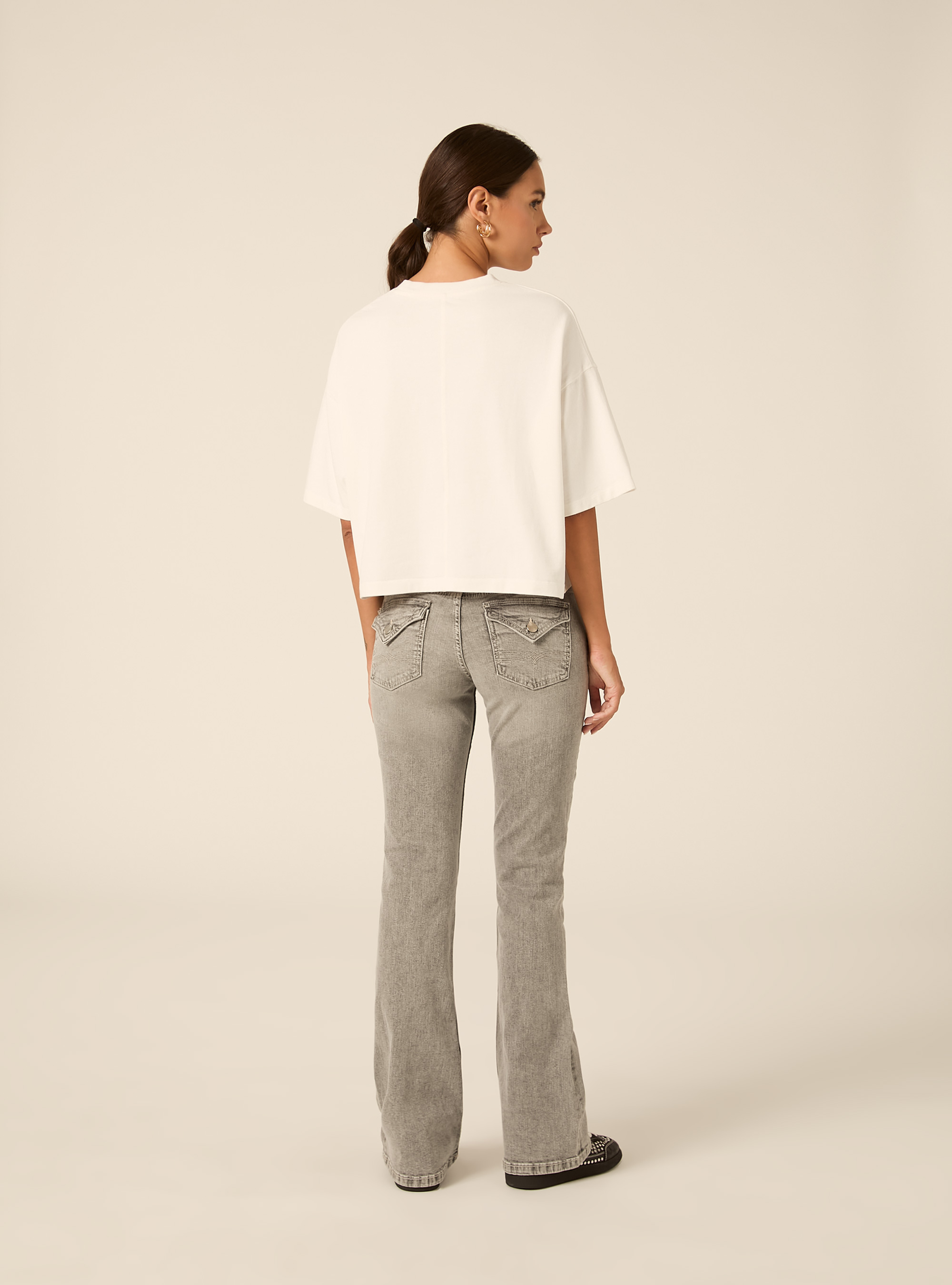 Jeans bootcut a vita bassa, D00G GREY