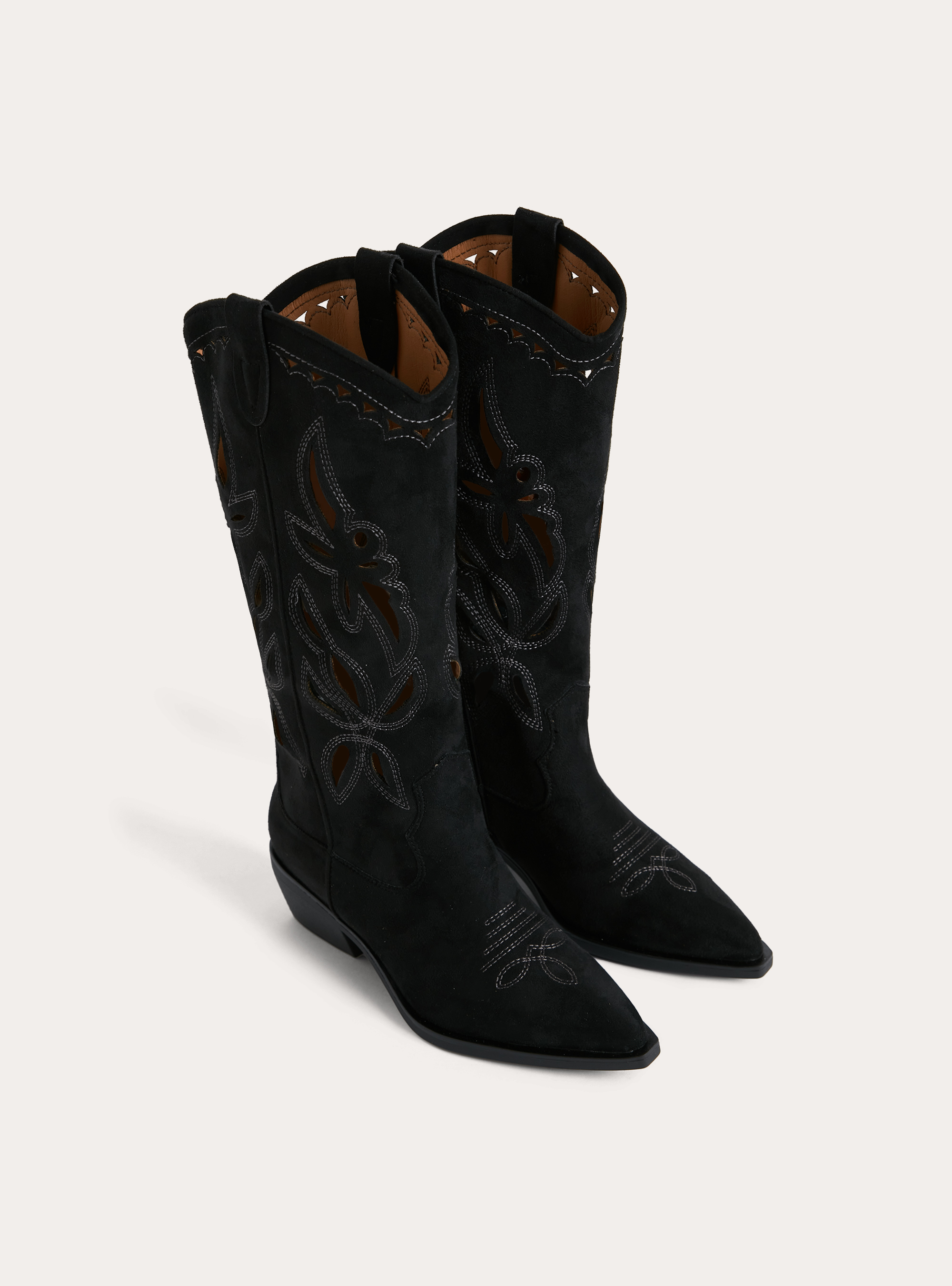 Bottes camperos effet daim perfor&eacute;es, BK1 BLACK